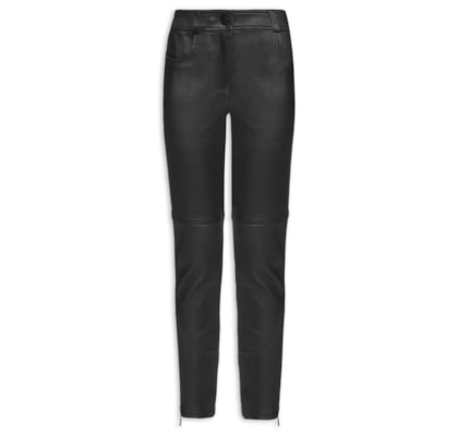 Calça Feminina Paula Skinny Couro - Preto