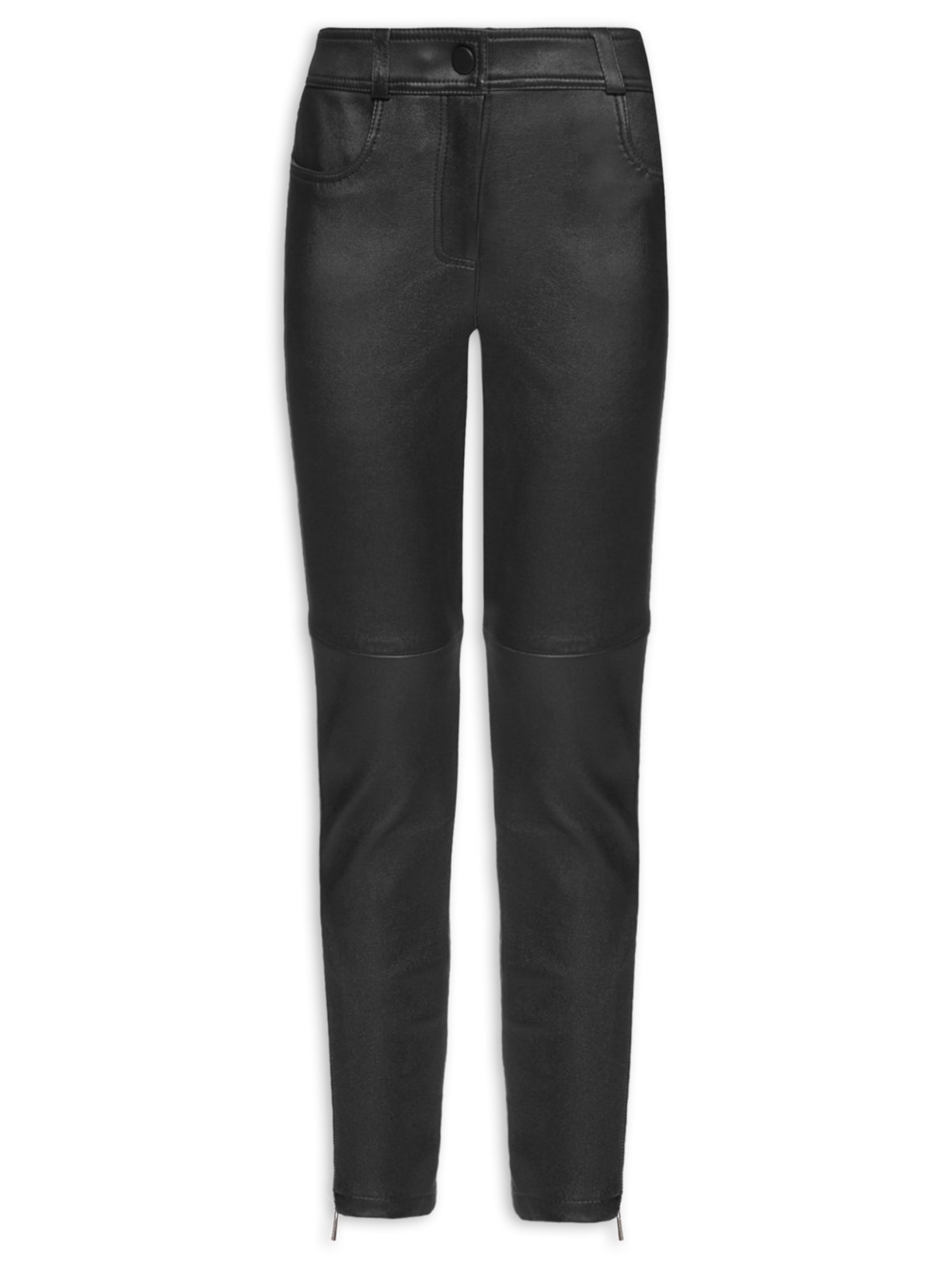 Calça Feminina Paula Skinny Couro - Preto