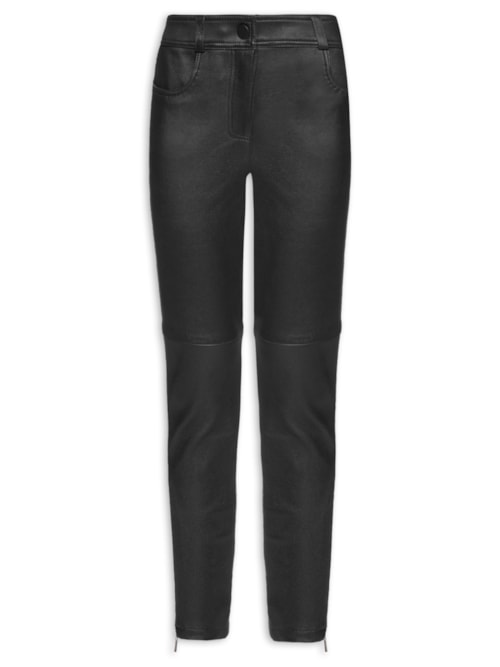 Calça Feminina Paula Skinny Couro - Preto