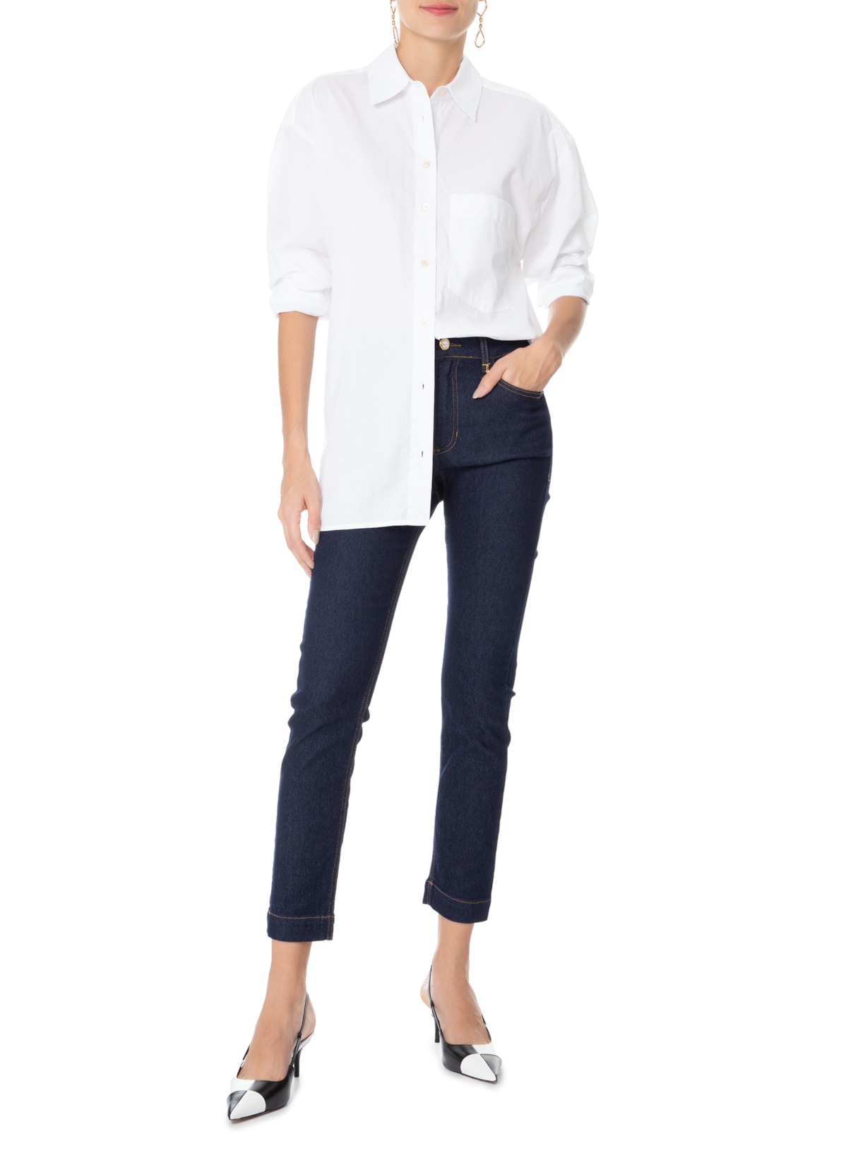 Calça Feminina Paula Skinny Swarovski Azul Le Lis