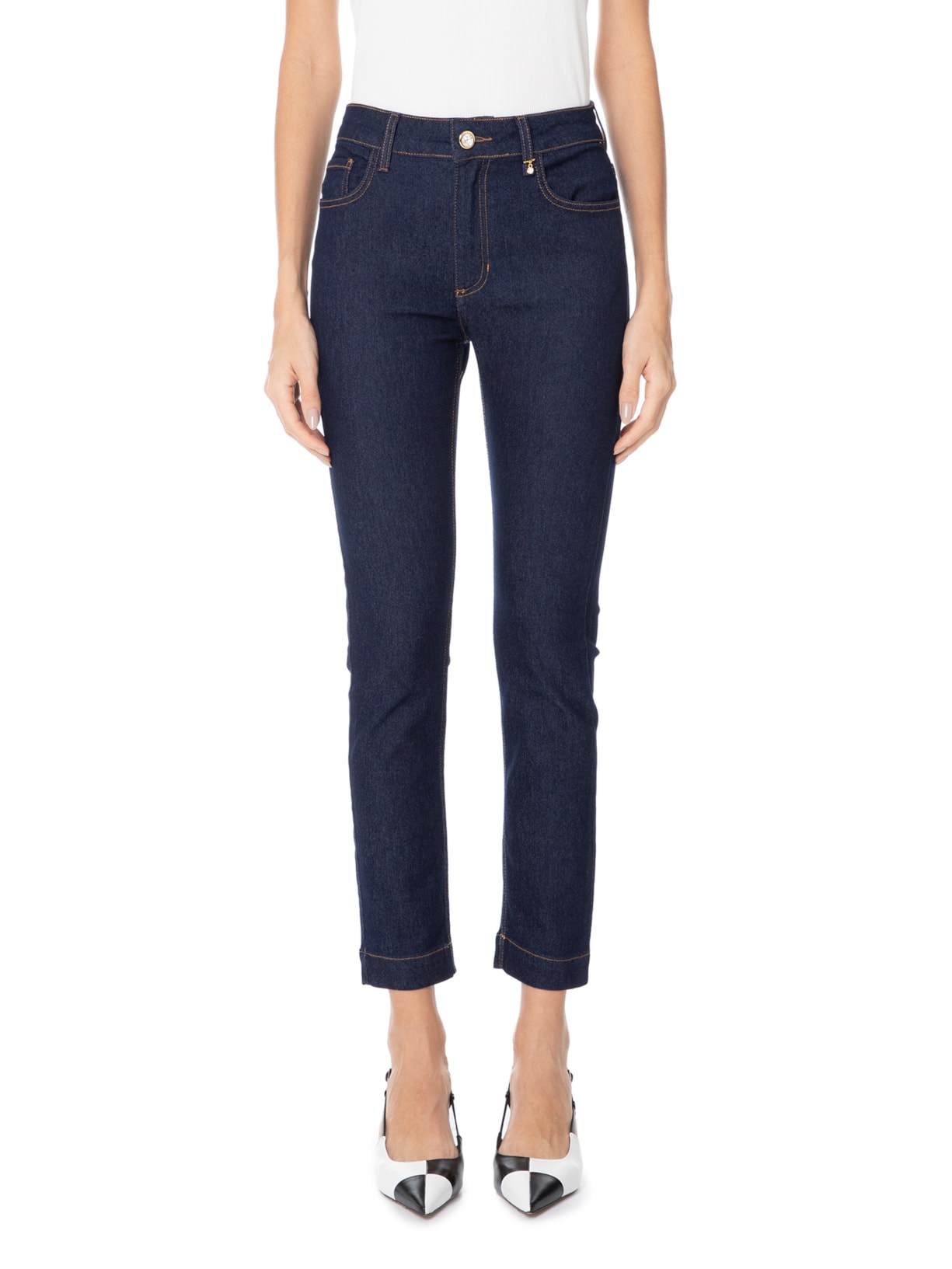 Calça Feminina Paula Skinny Swarovski Azul Le Lis