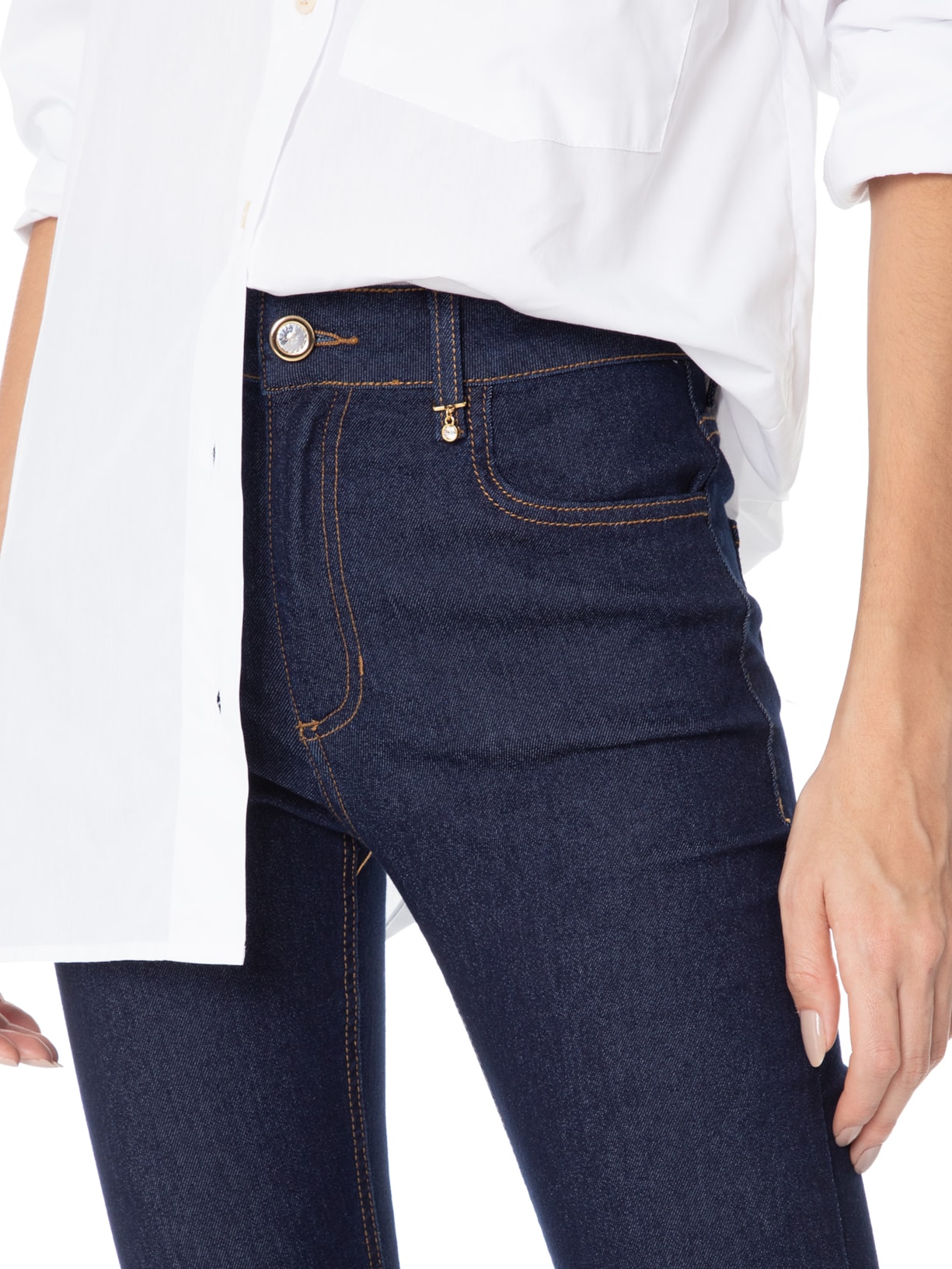 Calça Feminina Paula Skinny Swarovski Azul Le Lis