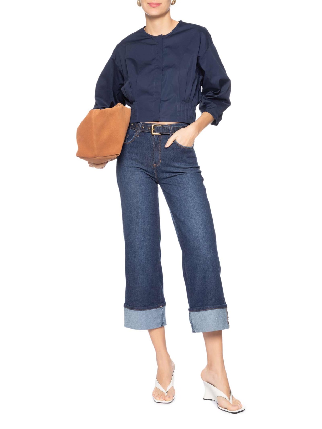 Calça Feminina Paula Straight Barra VI Azul Le Lis