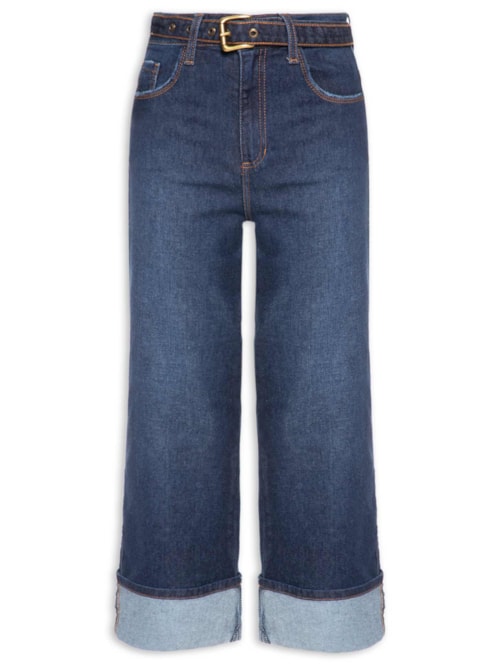 Calça Feminina Paula Straight Barra VI – Azul