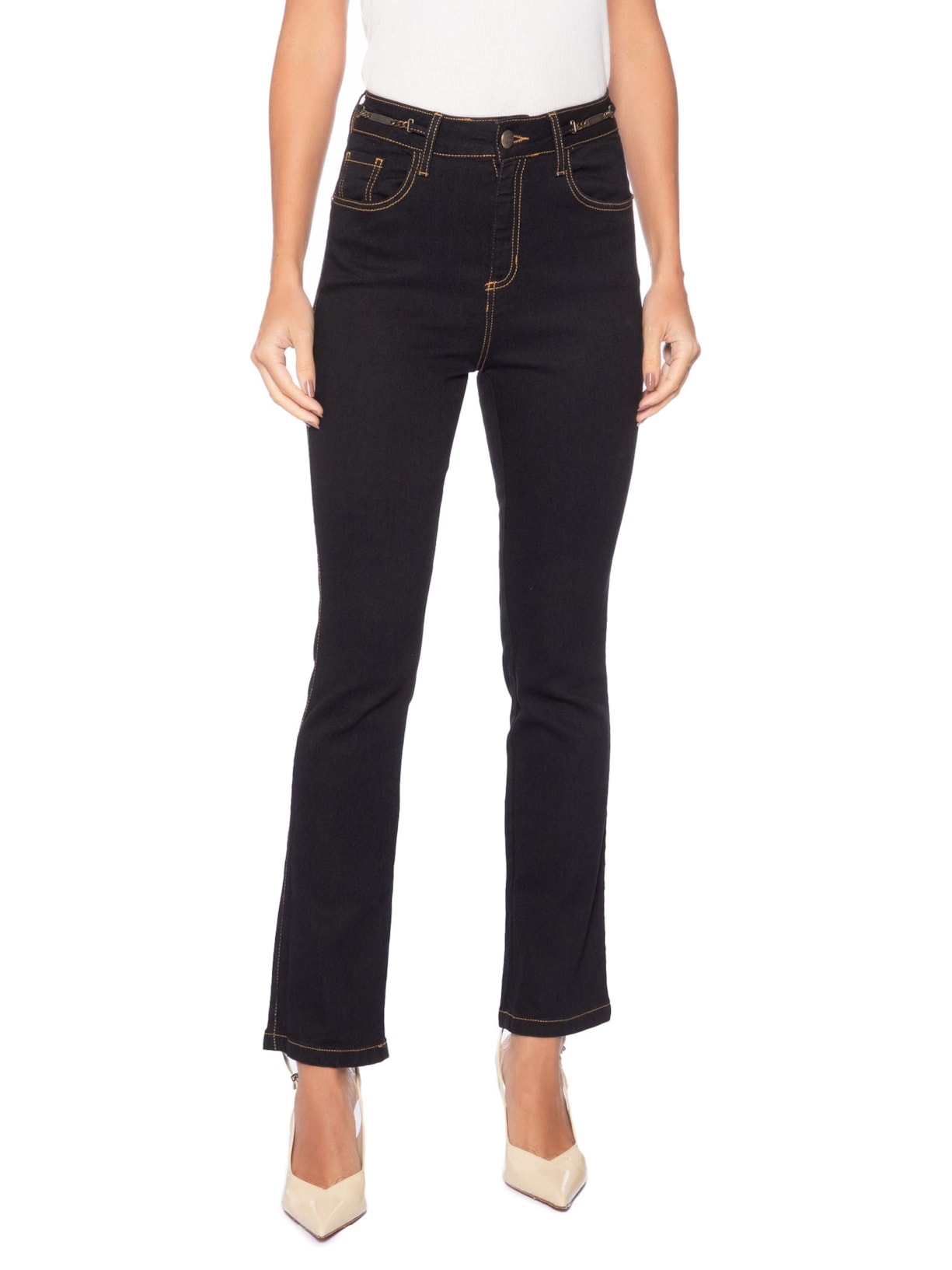 Calça Feminina Paula Straight Black Preto Le Lis