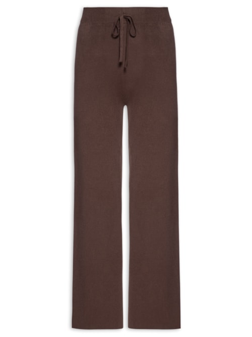 Calça Feminina Peluciada Em Tricot - Marrom