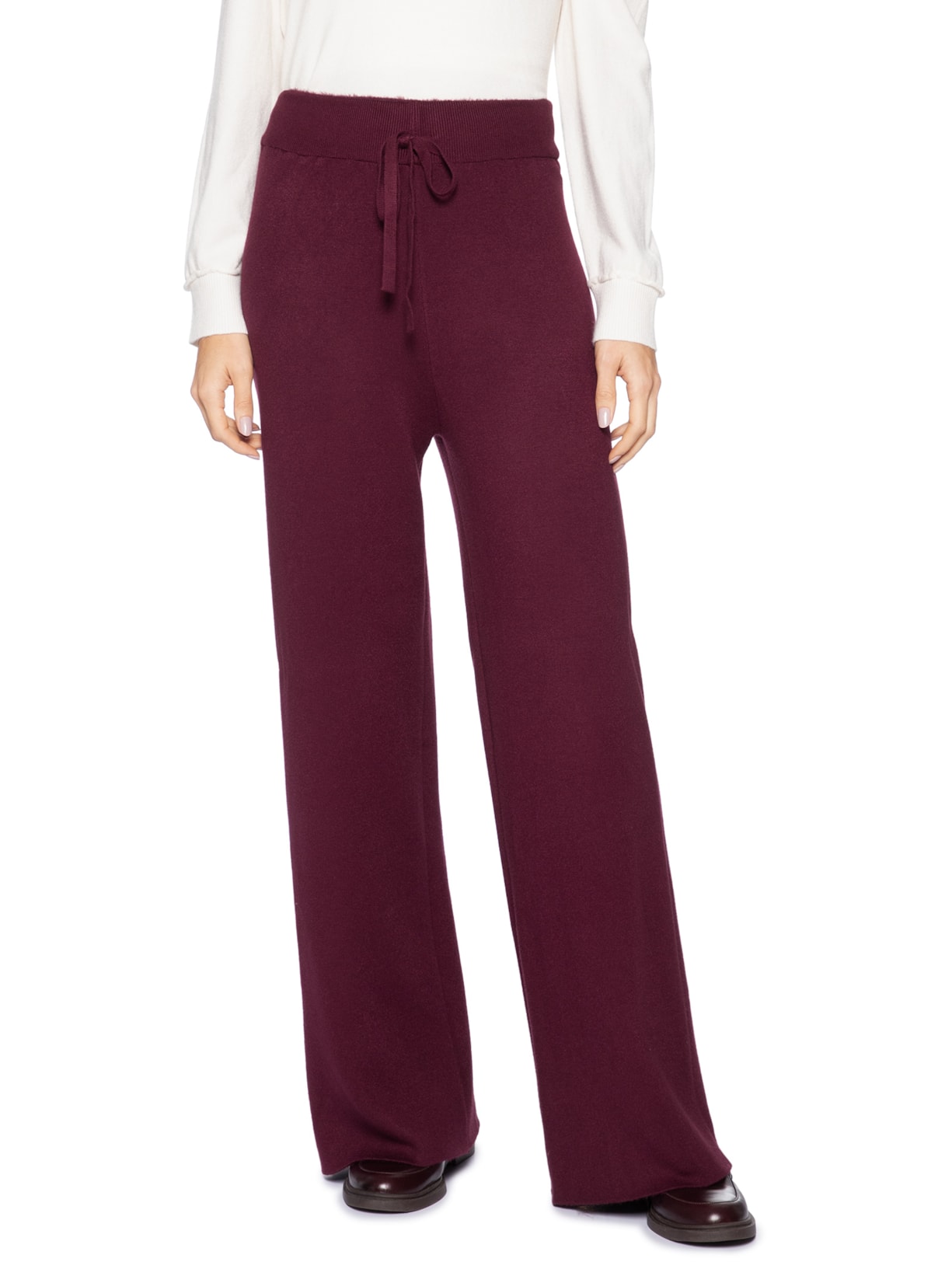 Calça Feminina Peluciada Em Tricot Vermelho Basiq