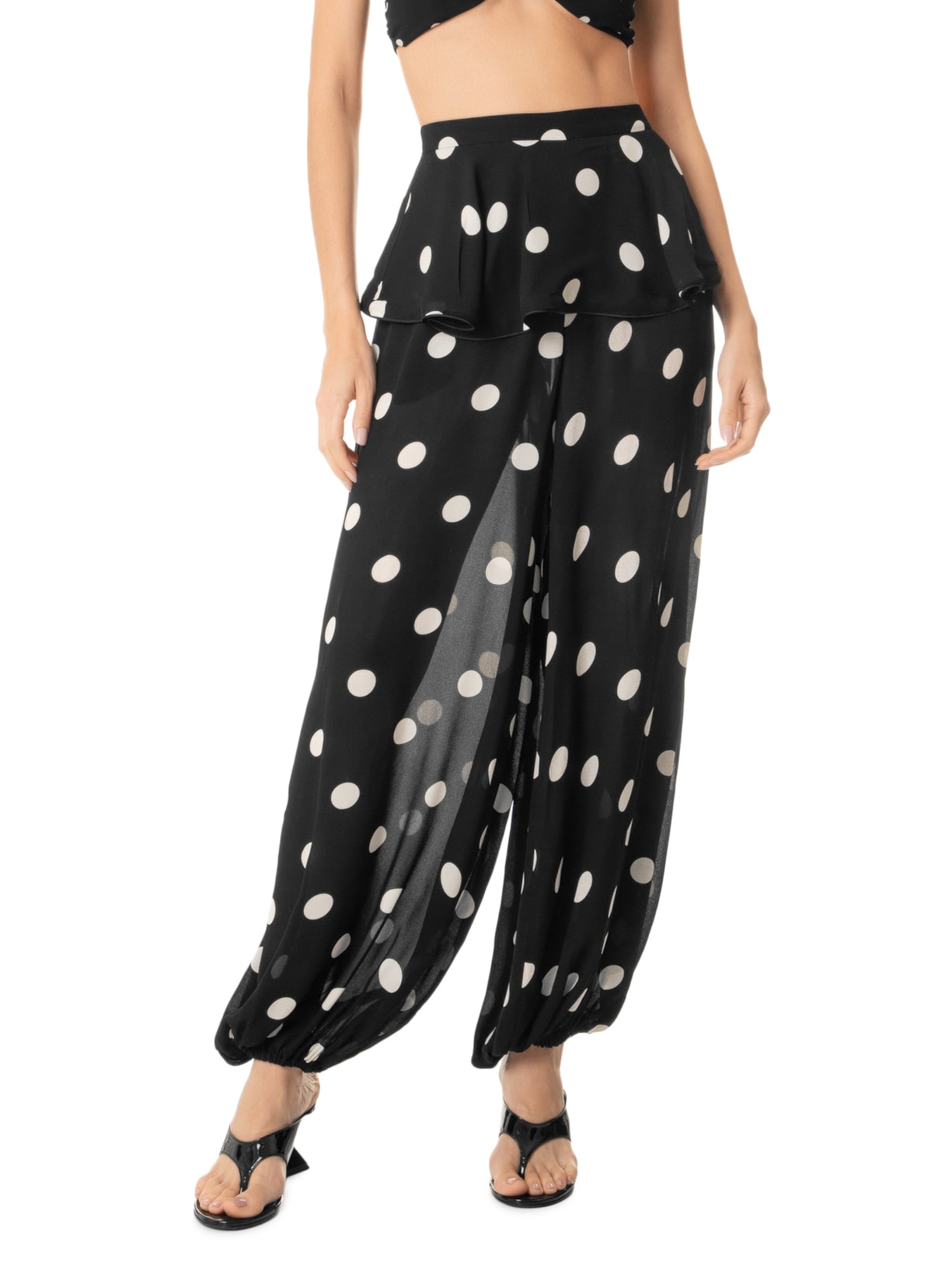 Calça Feminina Peplum Balonê Preto Adriana Degreas