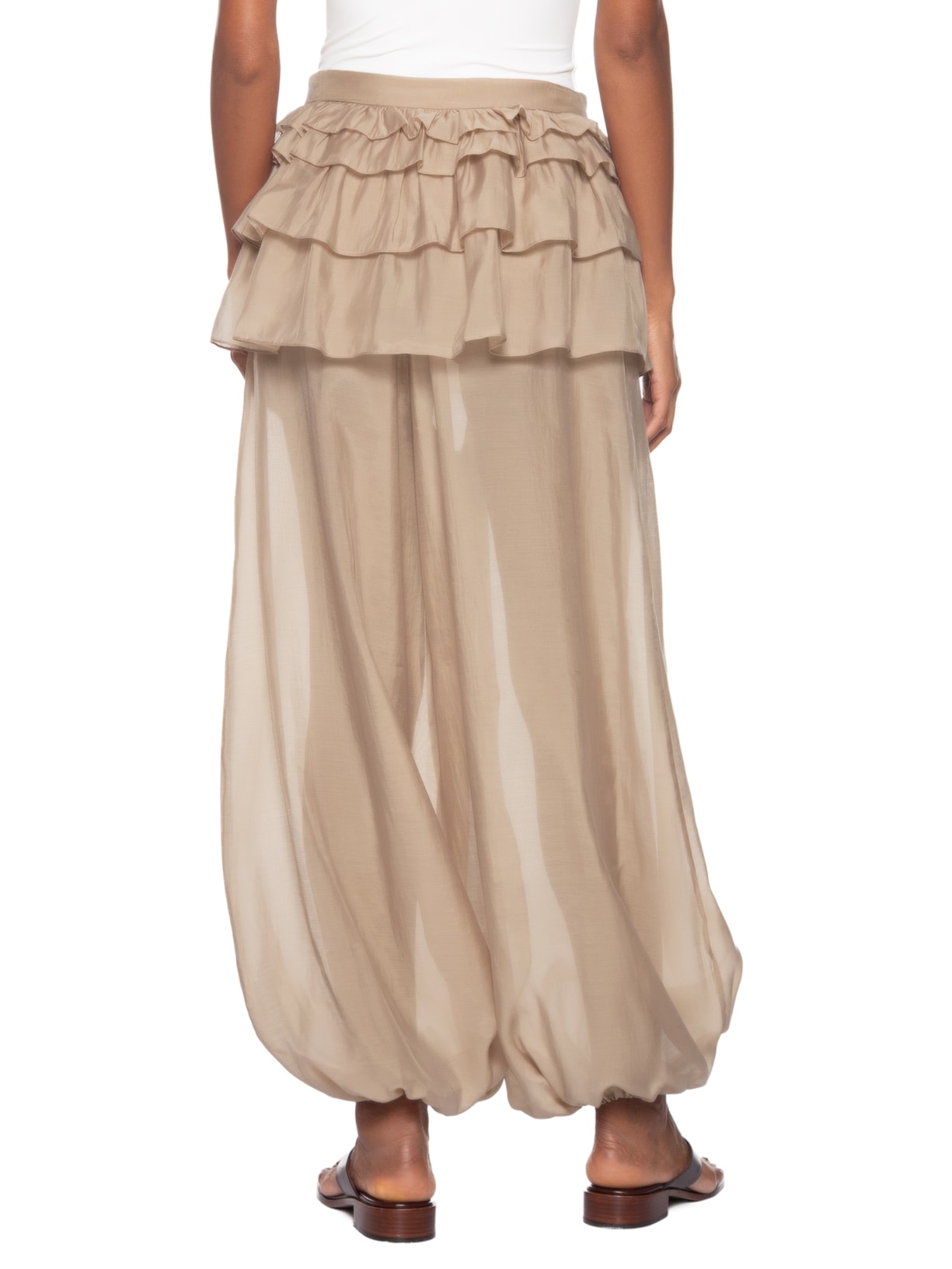 Calça Feminina Peplum Camadas Rosa Adriana Degreas