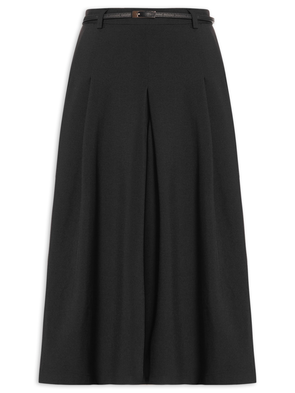 Calça Feminina Pernas Amplas Com Cinto - Preto