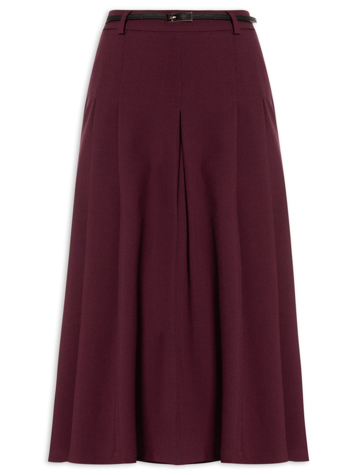 Calça Feminina Pernas Amplas Com Cinto - Vinho