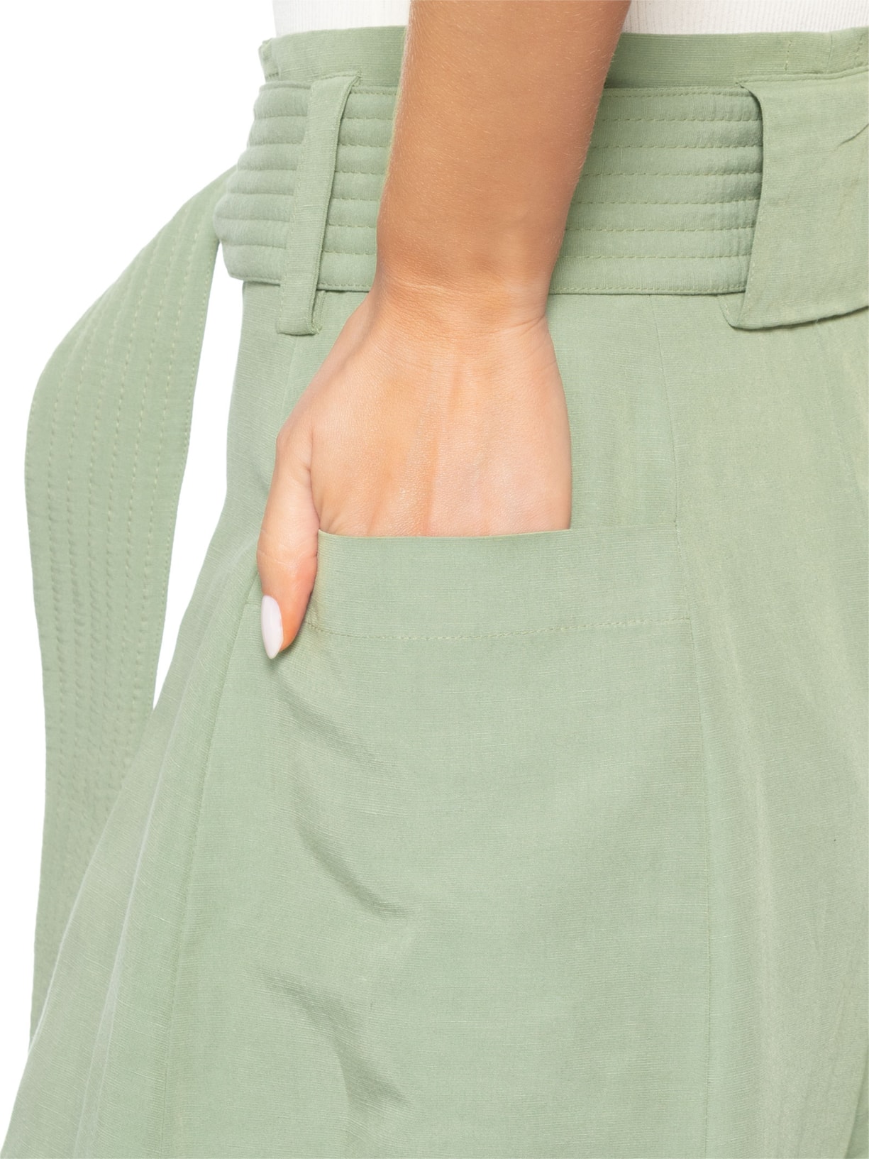 Calça Feminina Pespontos Linen Verde Osklen
