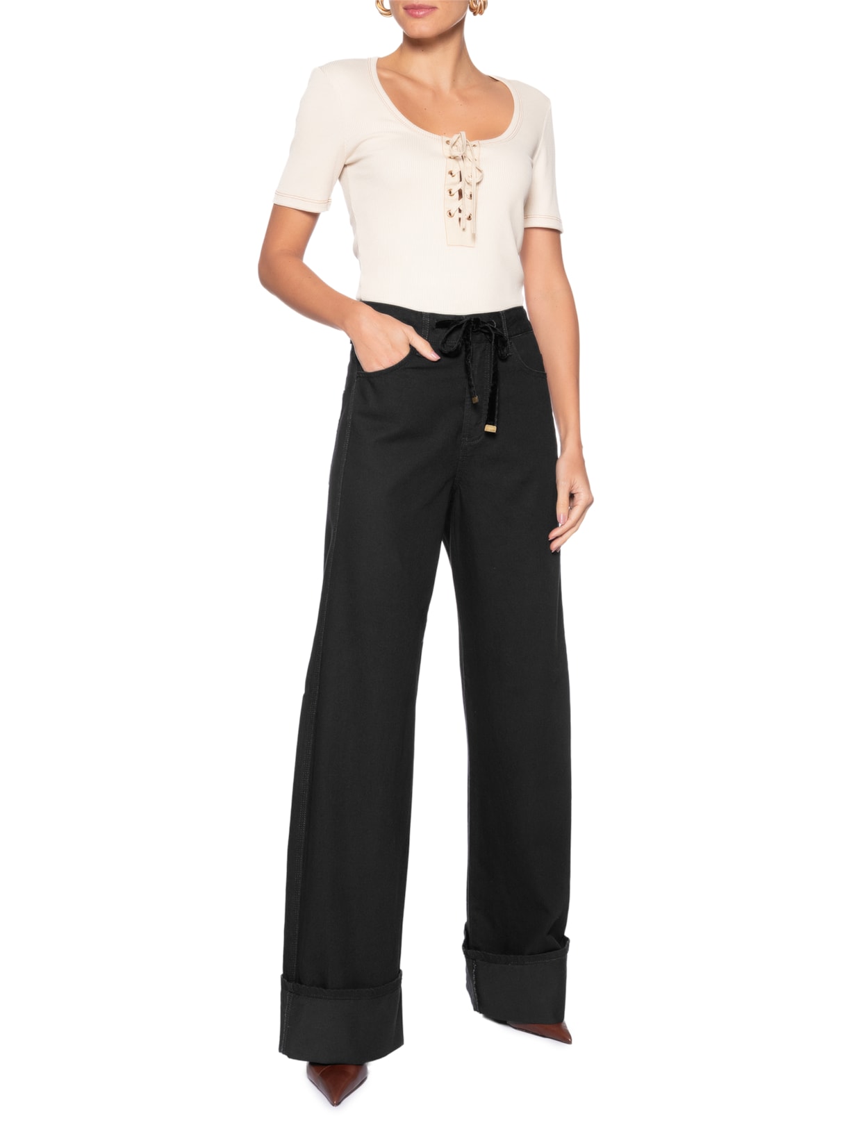 Calça Feminina Phillipa Black Denim – Preto Bo.bô