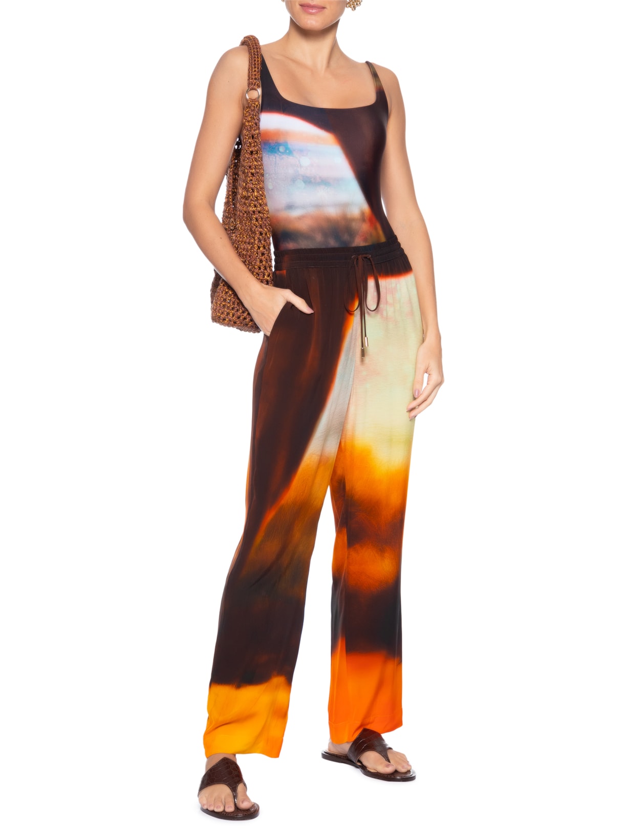 Calça Feminina Pijama Marrom Lenny Niemeyer