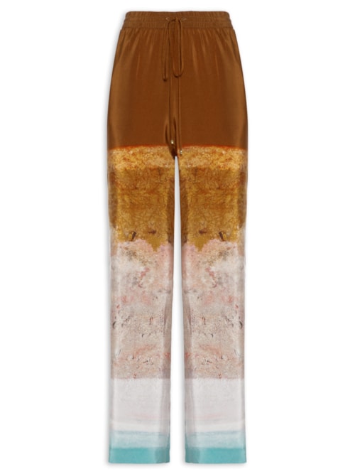 Calça Feminina Pijama Premium Seda - Marrom