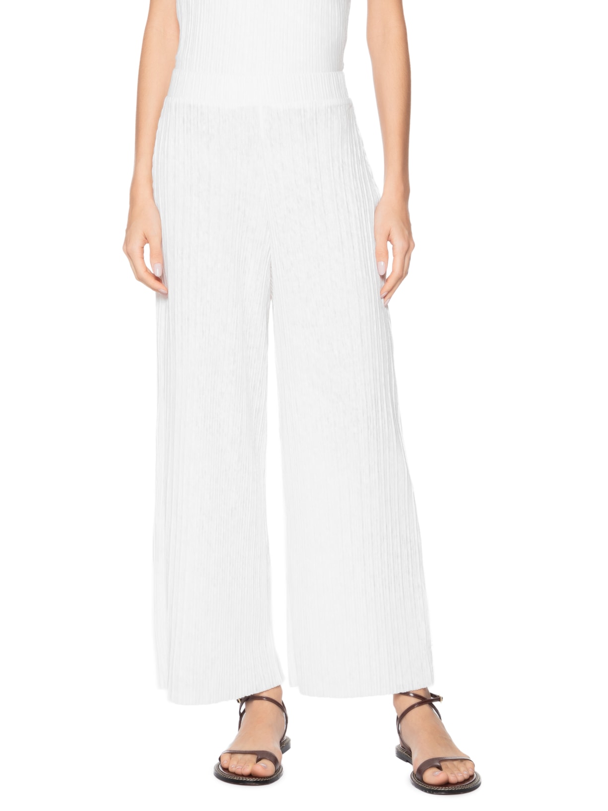 Calça Feminina Plissada Branco Lenny Niemeyer