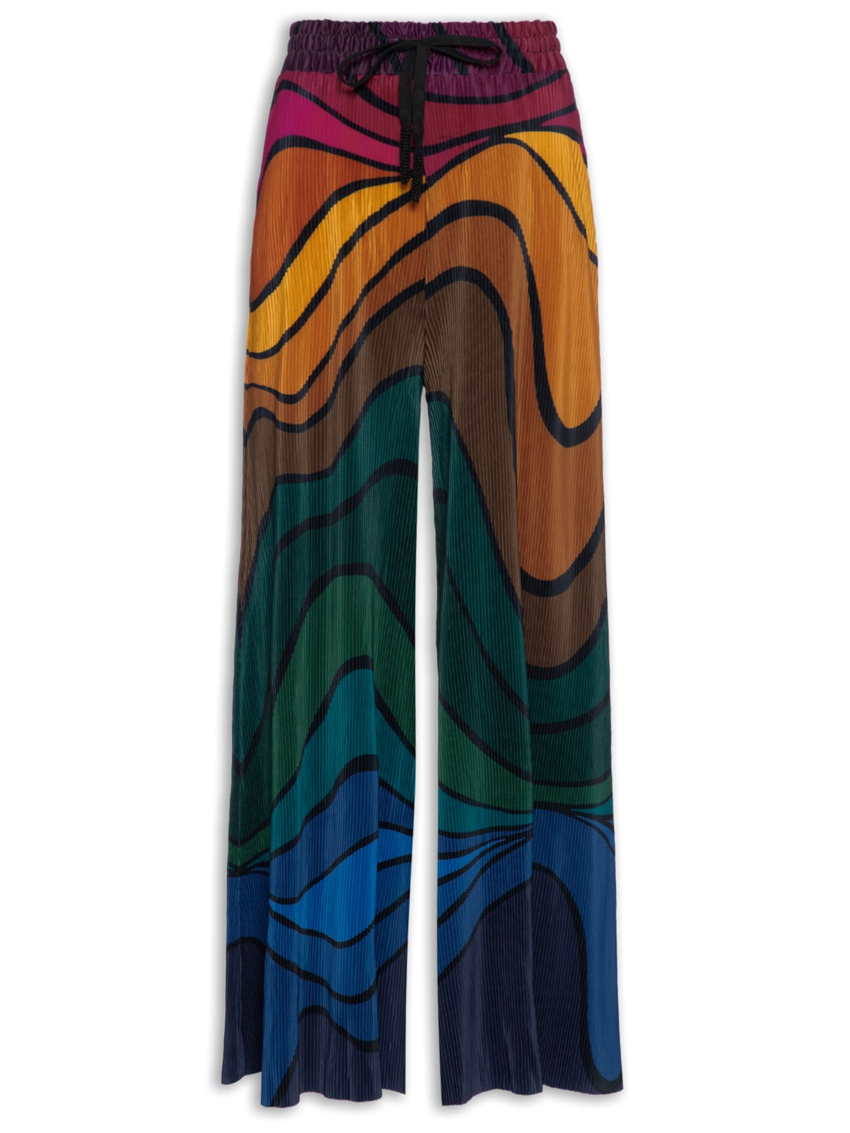 Calça Feminina Plissada Onda De Cor - Preto