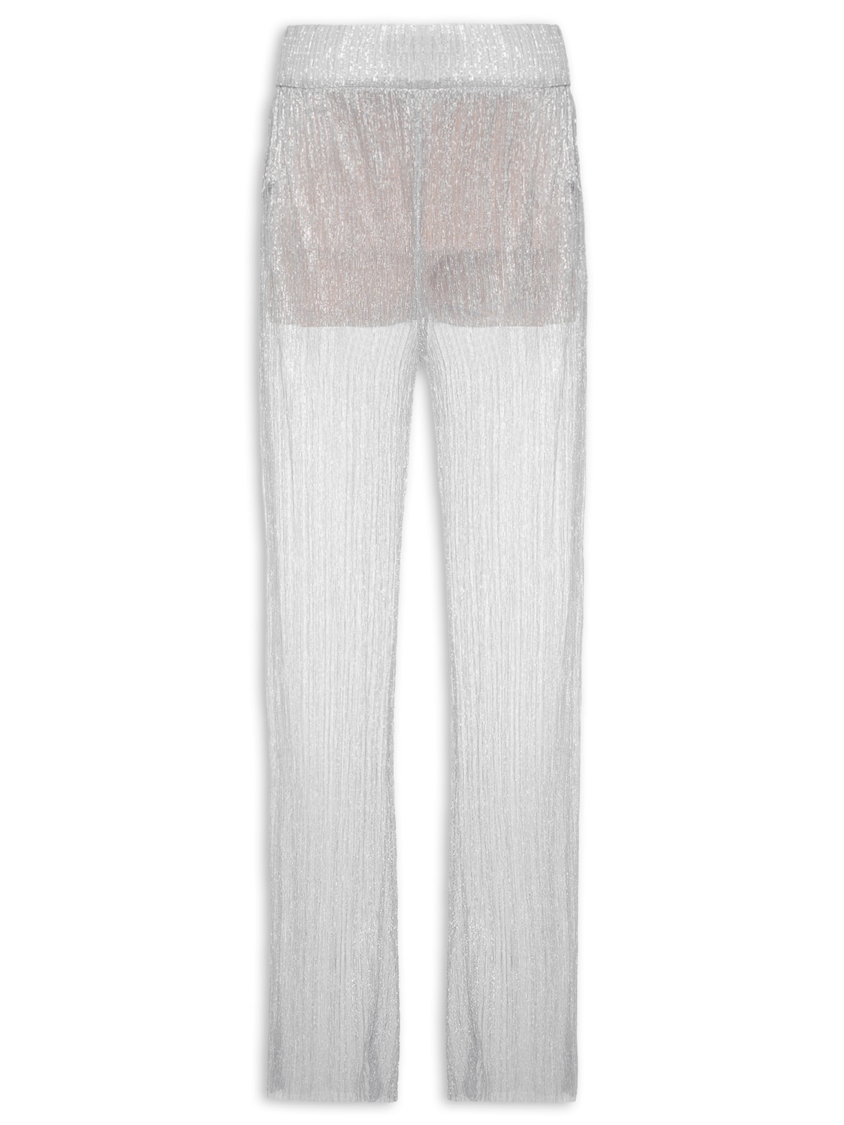 Calça Feminina Plissada - Prata