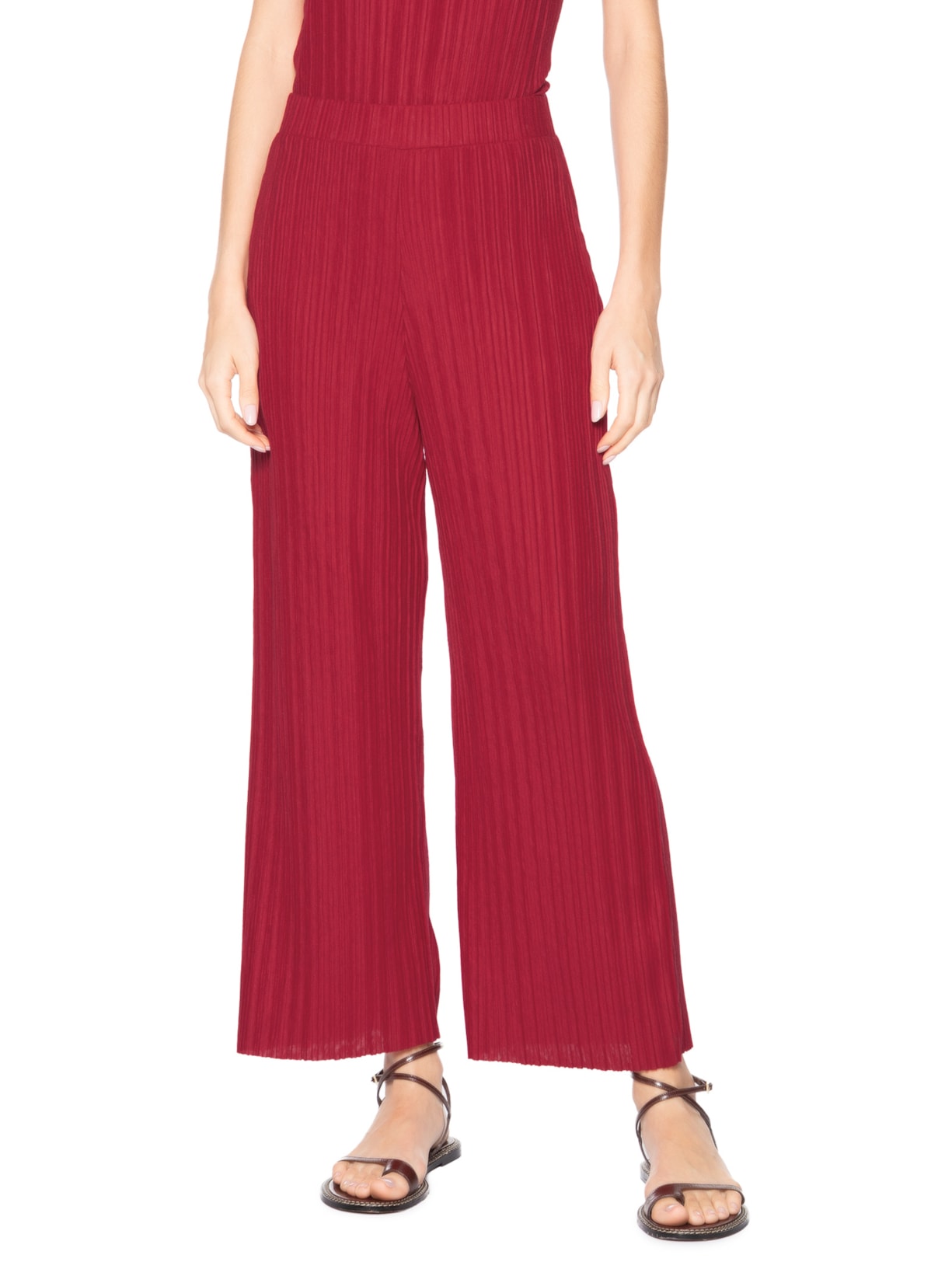 Calça Feminina Plissada Vermelho Lenny Niemeyer