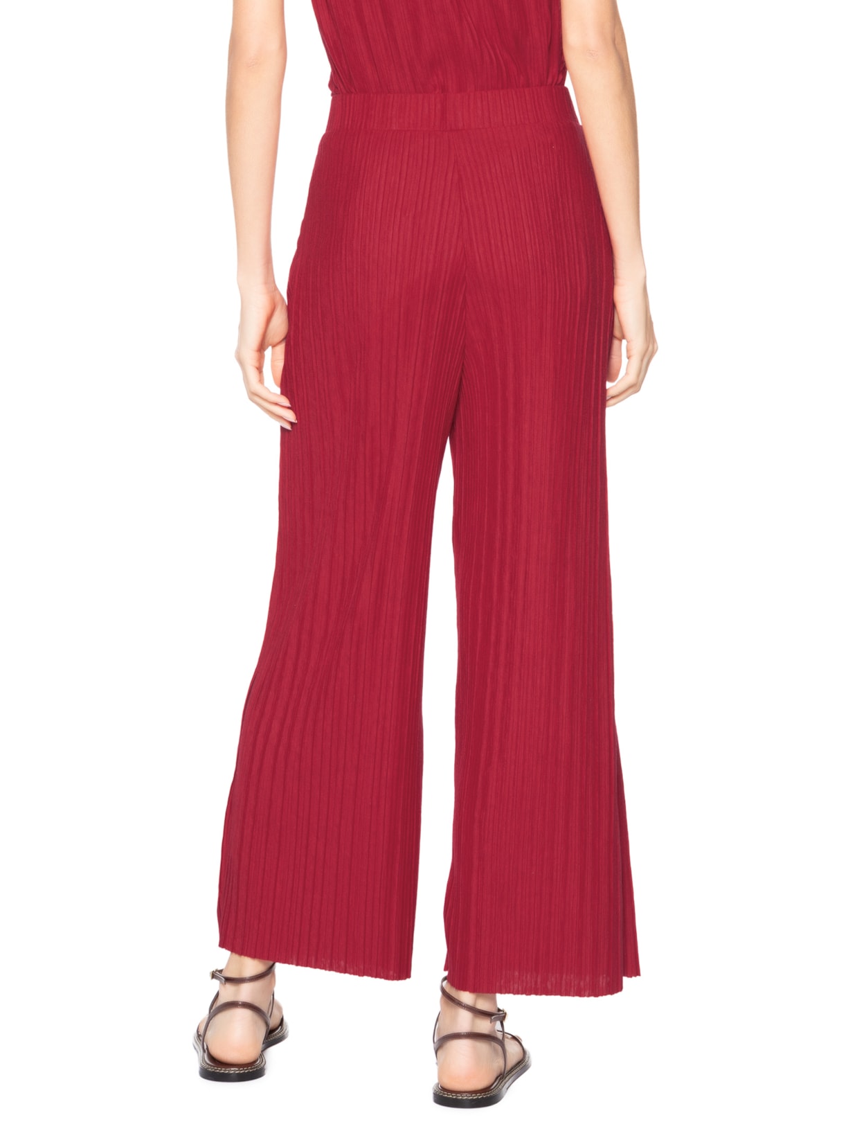 Calça Feminina Plissada Vermelho Lenny Niemeyer