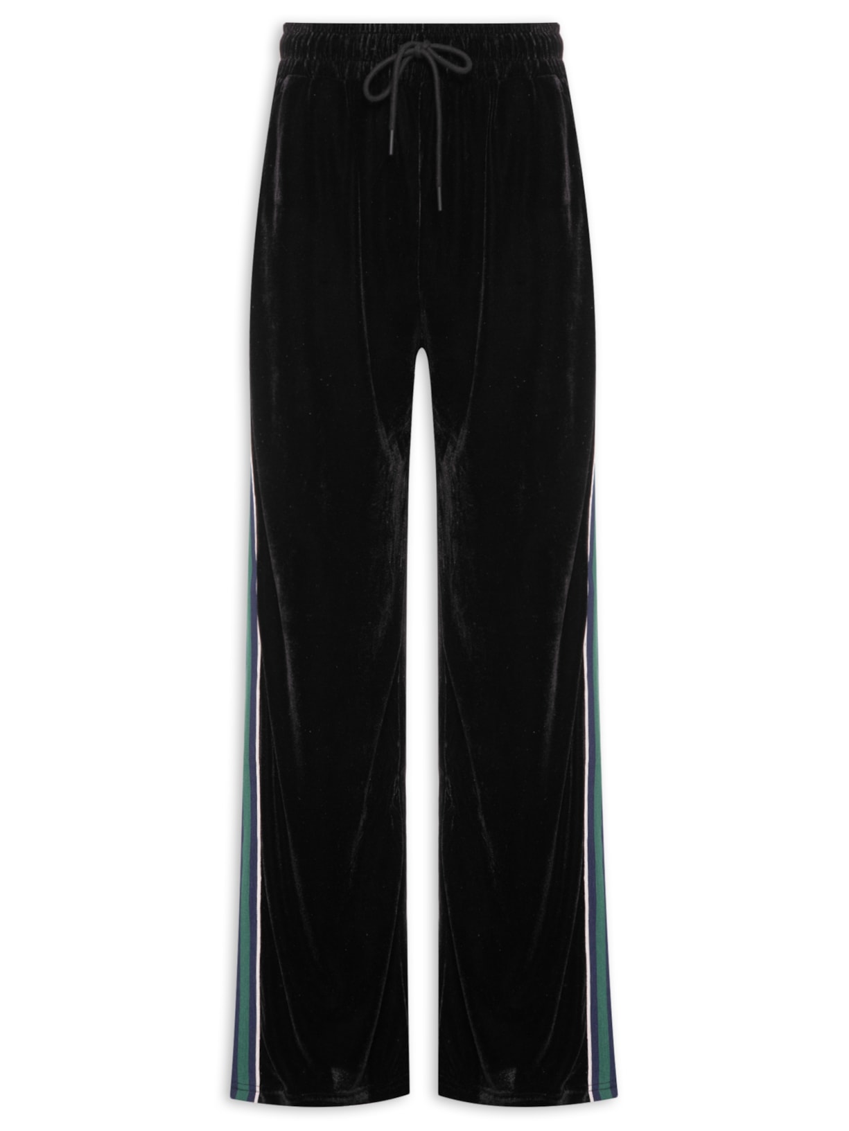 Calça Feminina Plush com Listras Laterais - Preto