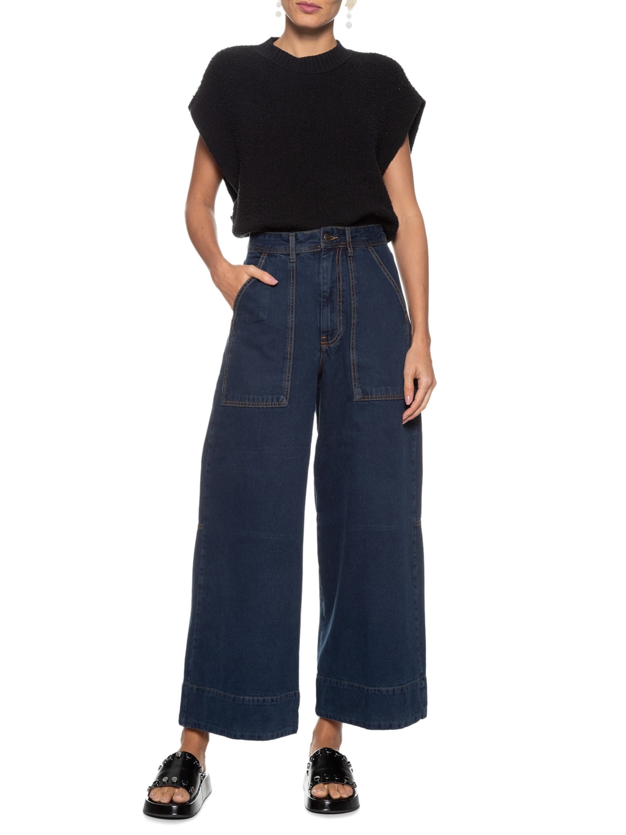 Calça Feminina Pockets Jeans Azul Osklen