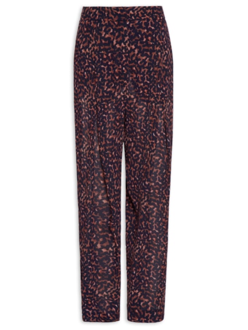 Calça Feminina Prega Textura Bean - Marrom