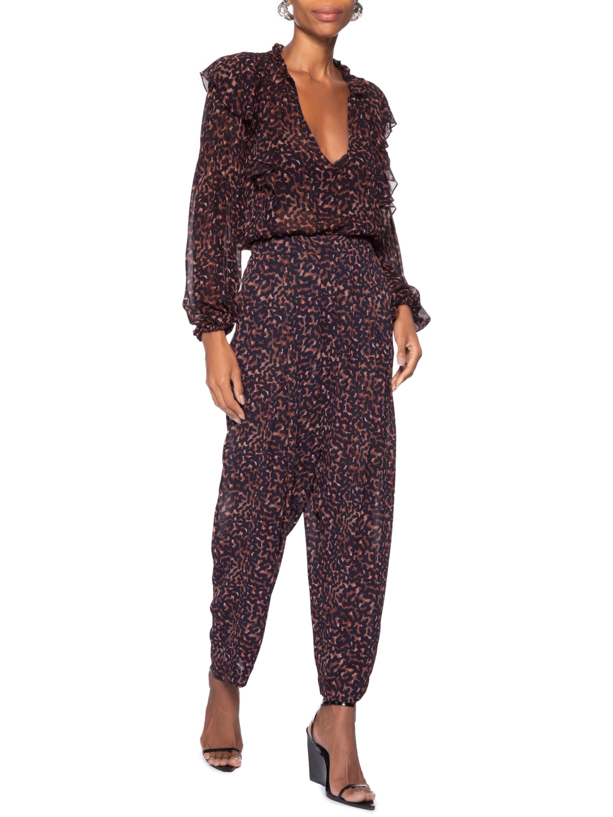 Calça Feminina Prega Textura Bean Marrom Animale