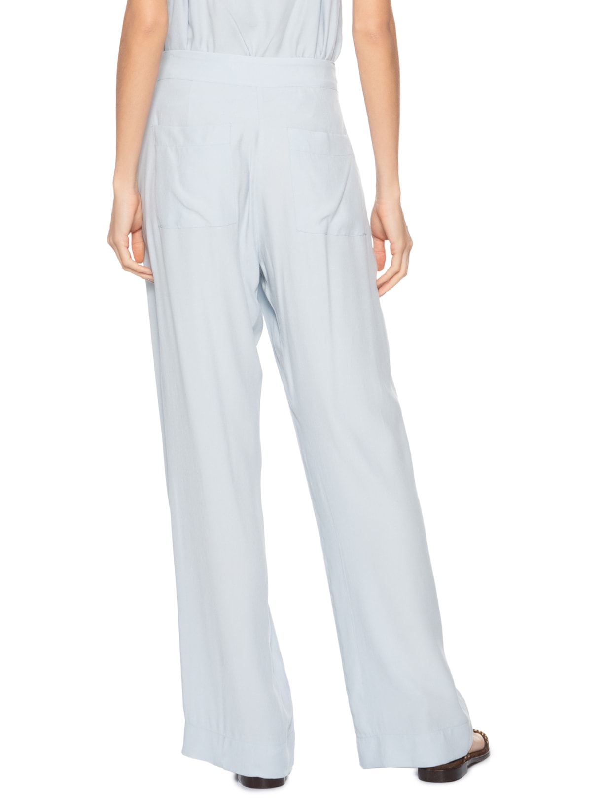 Calça Feminina Pregas Alfaiataria Azul Maria Filó