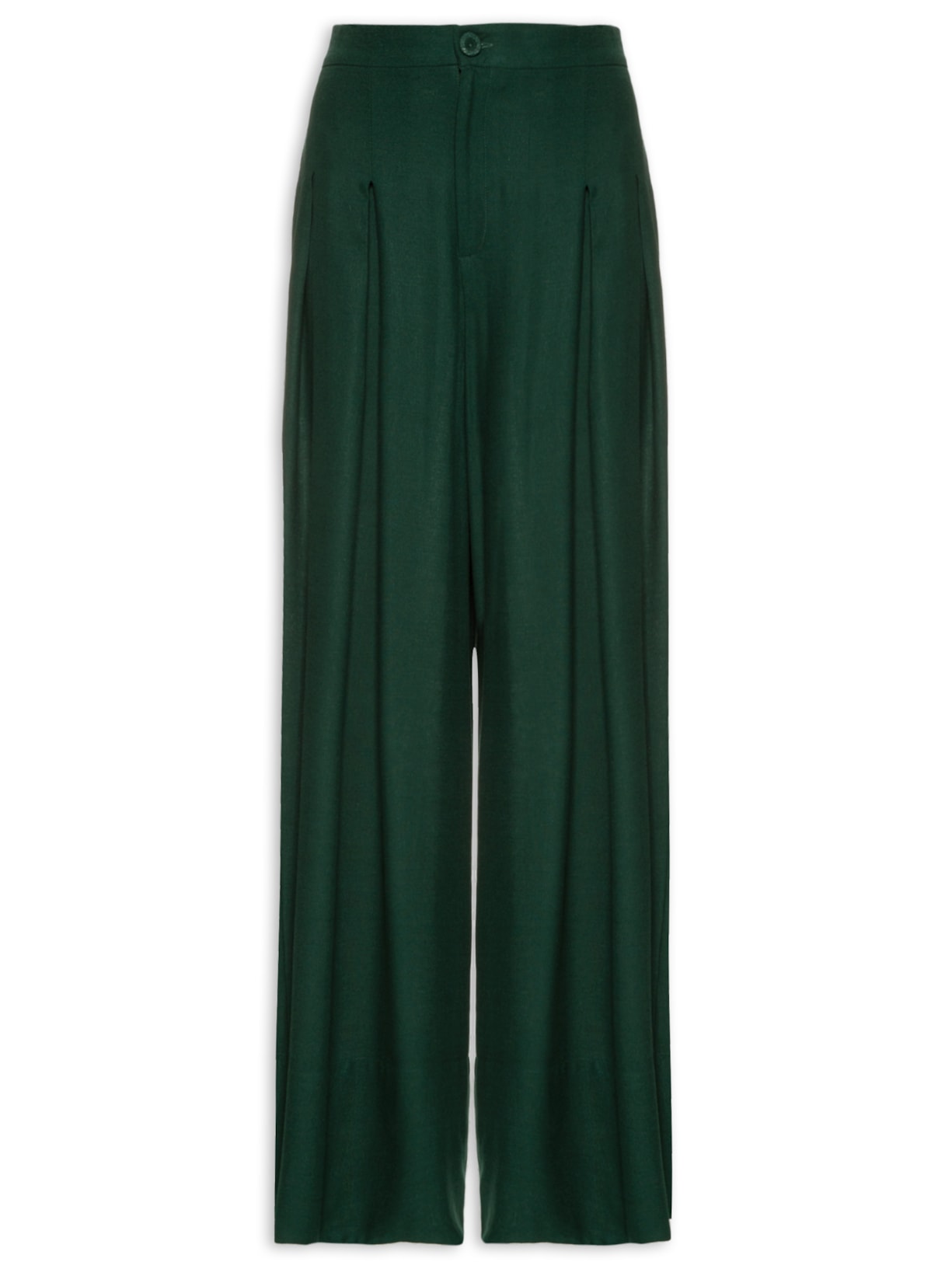 Calça Feminina Pregas Ampla - Verde