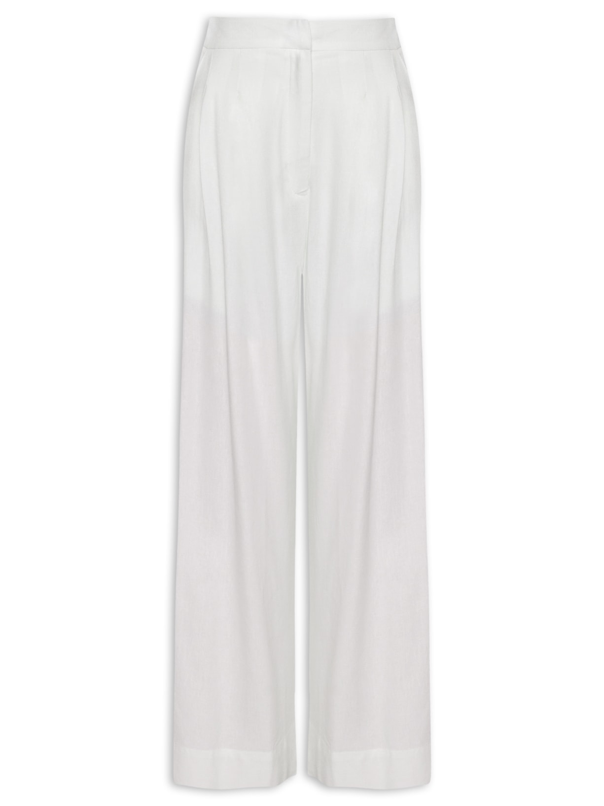Calça Feminina Pregas Bolso Alfaiataria - Branco