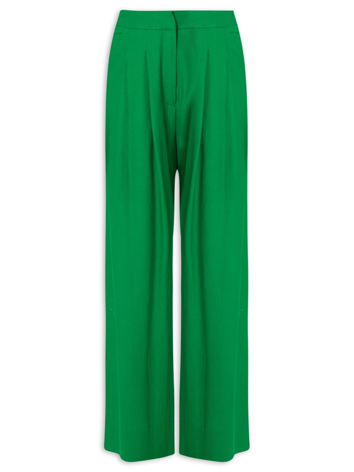 Calça Feminina Pregas Bolso Alfaiataria - Verde