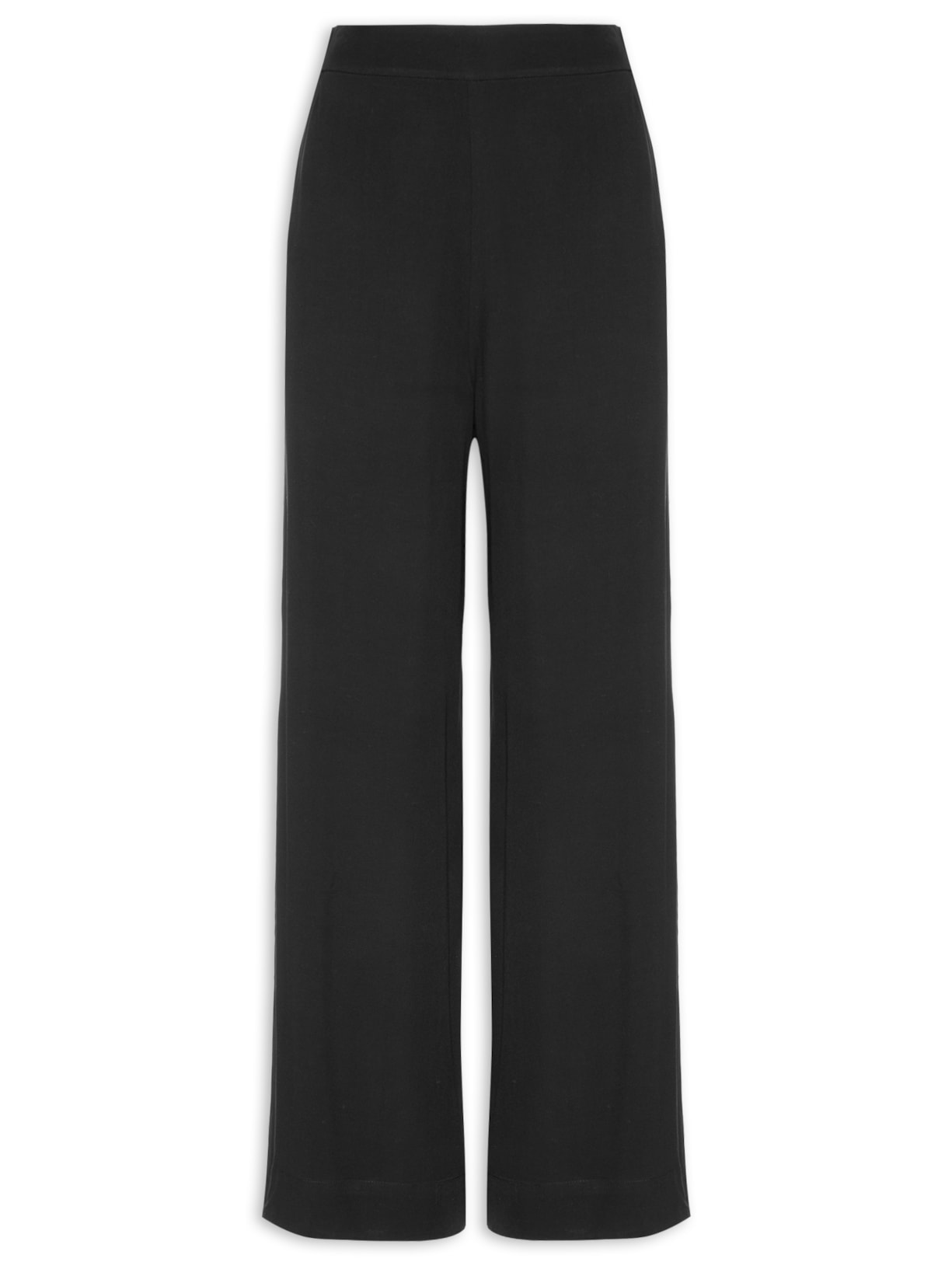 Calça Feminina Pregas E Elástico Cintura - Preto