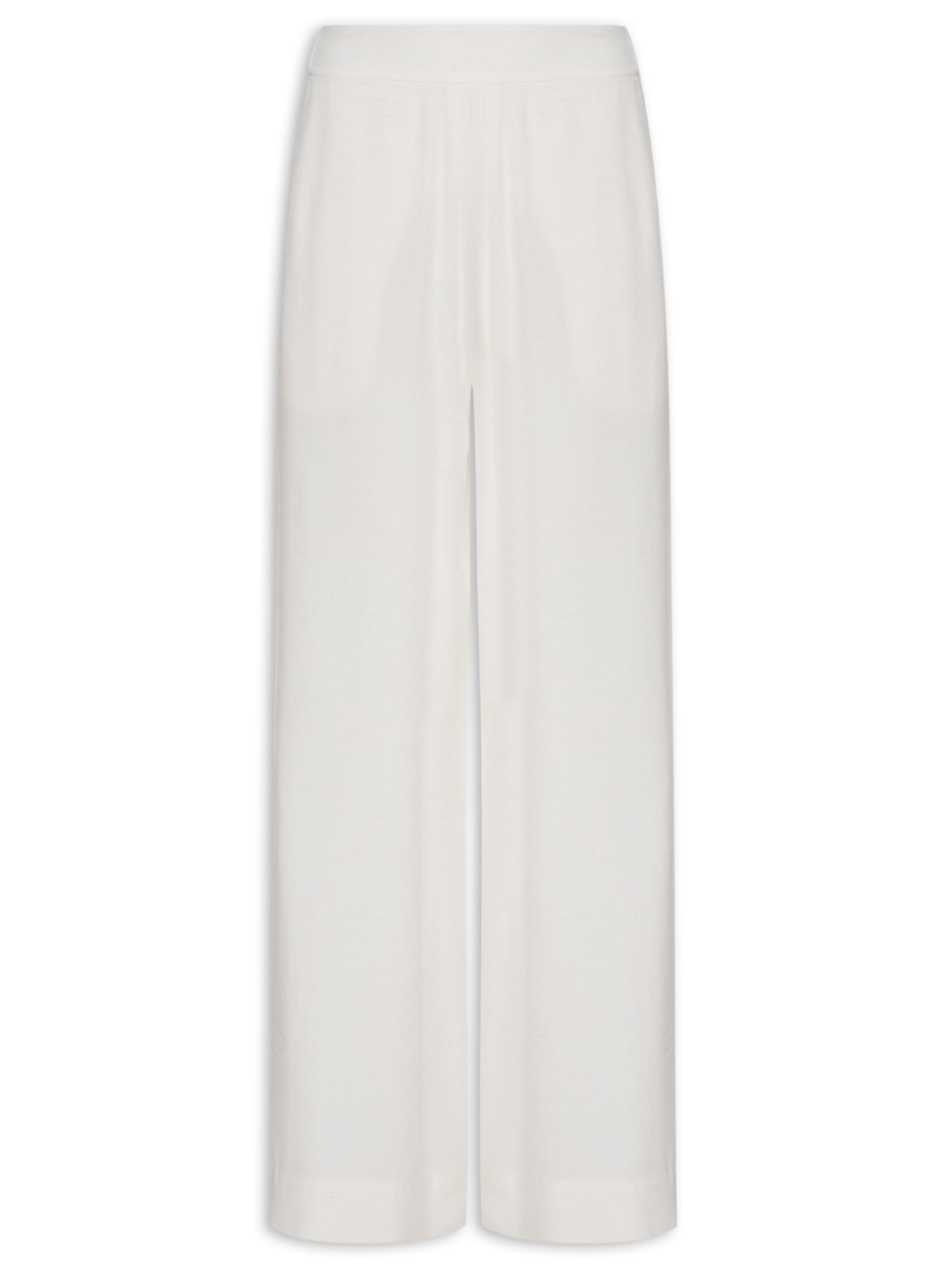 Calça Feminina Pregas Elástico Cintura - Branco