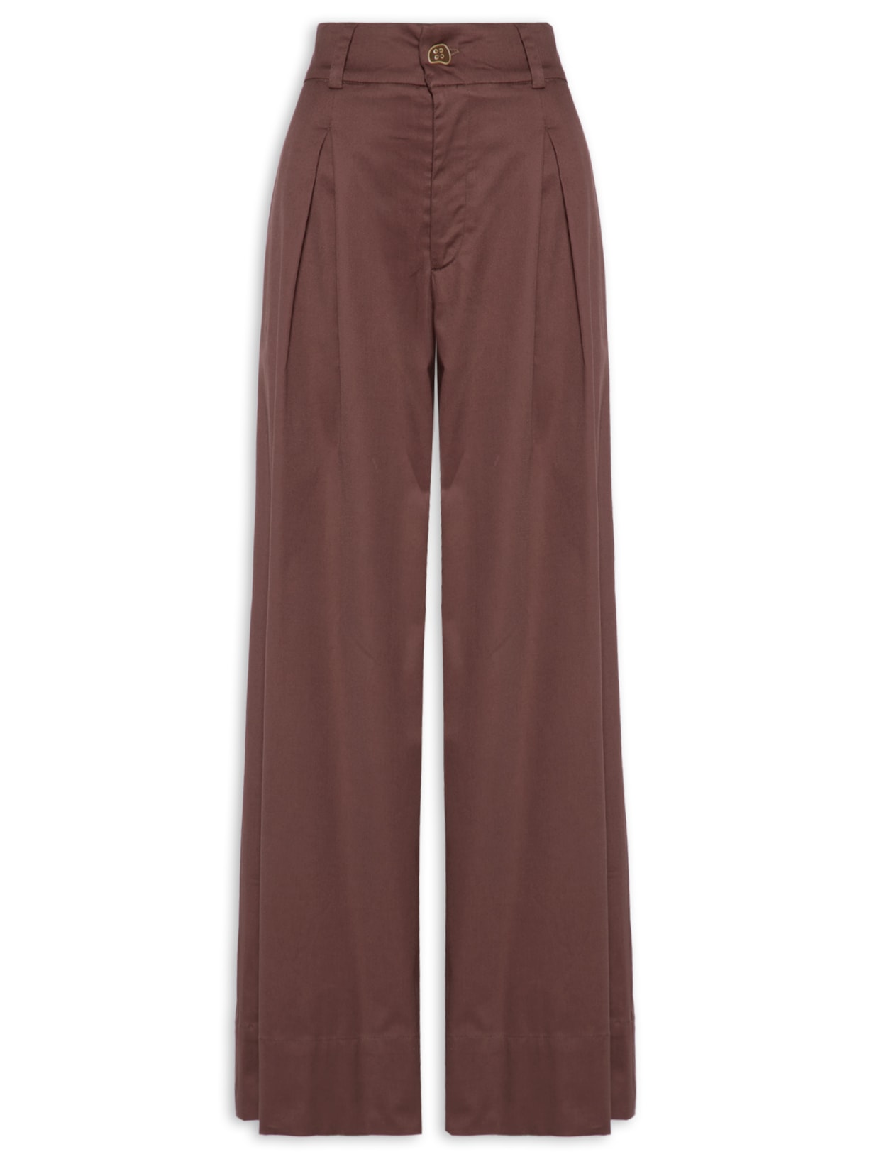 Calça Feminina Pregas Frente - Marrom