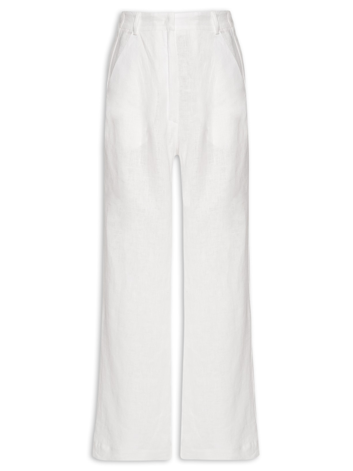 Calça Feminina Pregas Linho - Branco