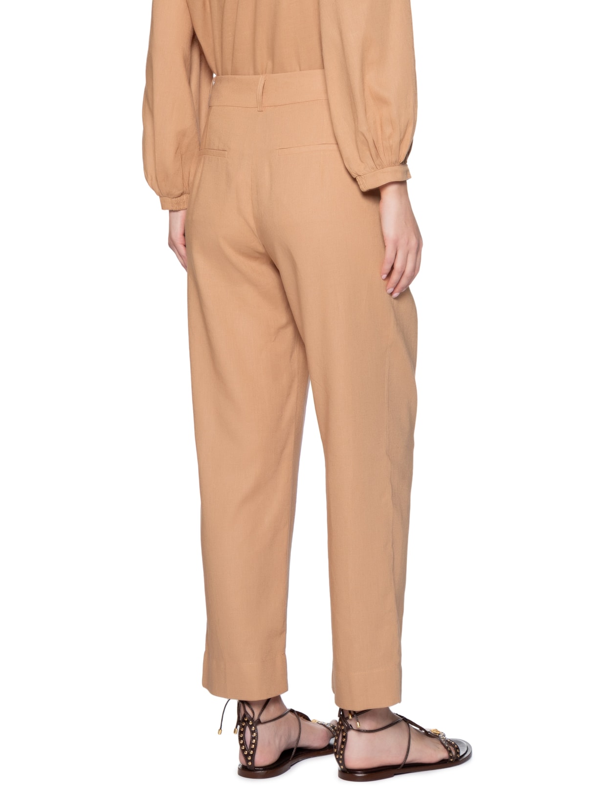 Calça Feminina Pregas Marrom Maria Filó