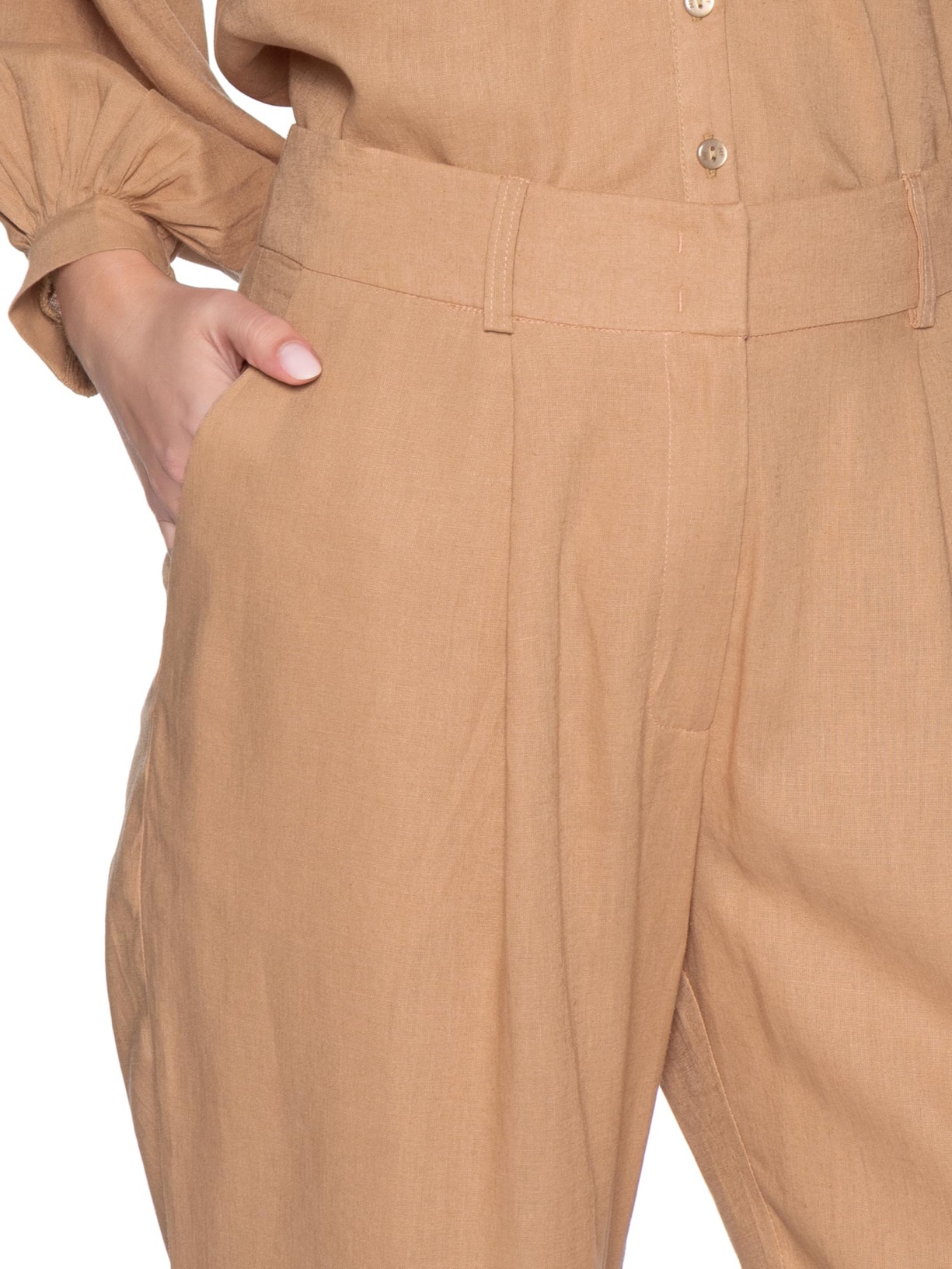 Calça Feminina Pregas Marrom Maria Filó