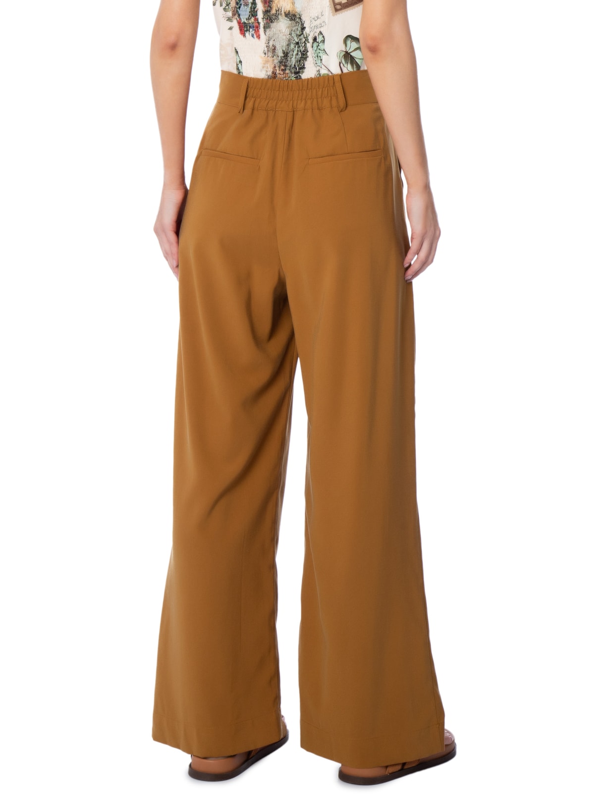 Calça Feminina Pregas Marrom Farm