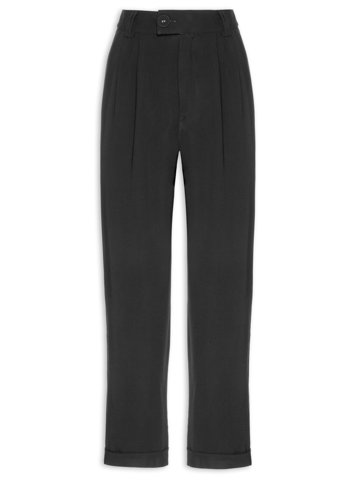 Calça Feminina Pregas Reta - Preto