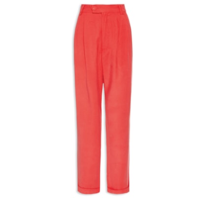 Calça Feminina Pregas Reta - Vermelho 