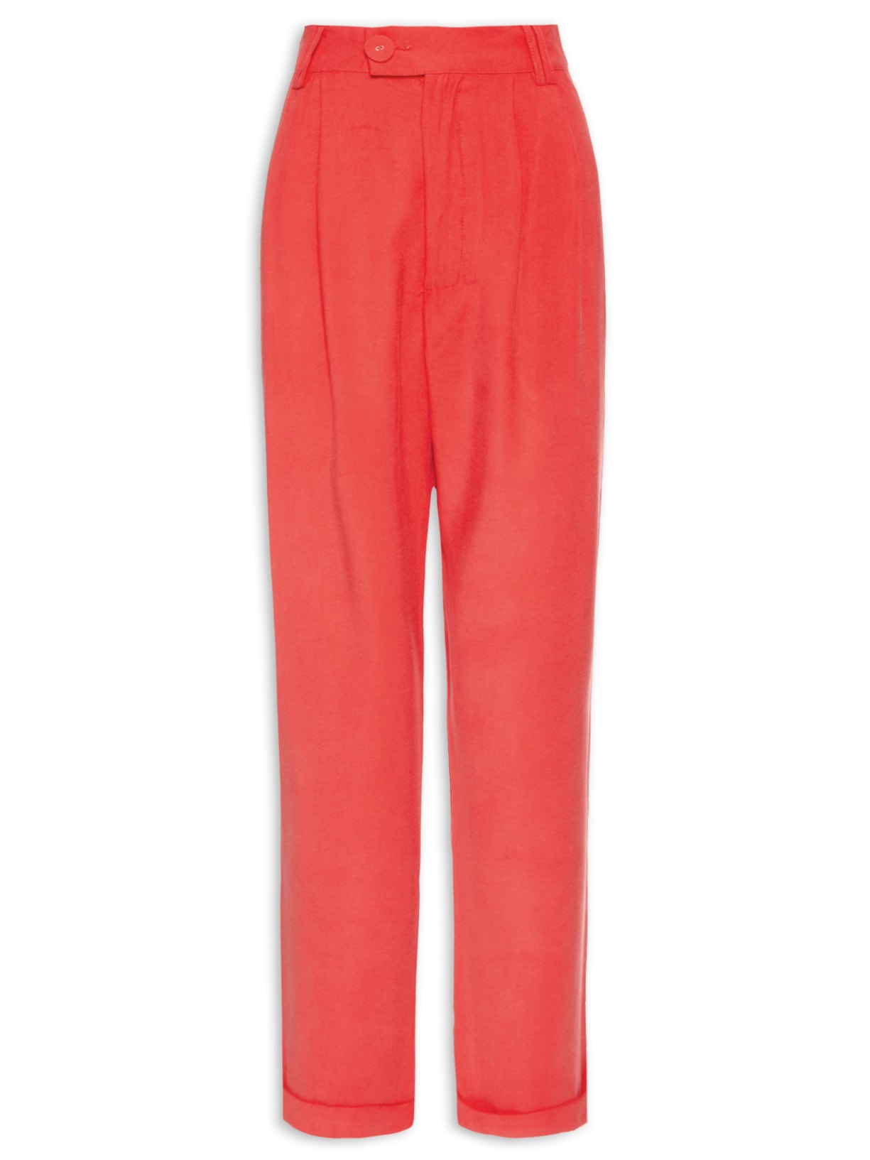Calça Feminina Pregas Reta - Vermelho