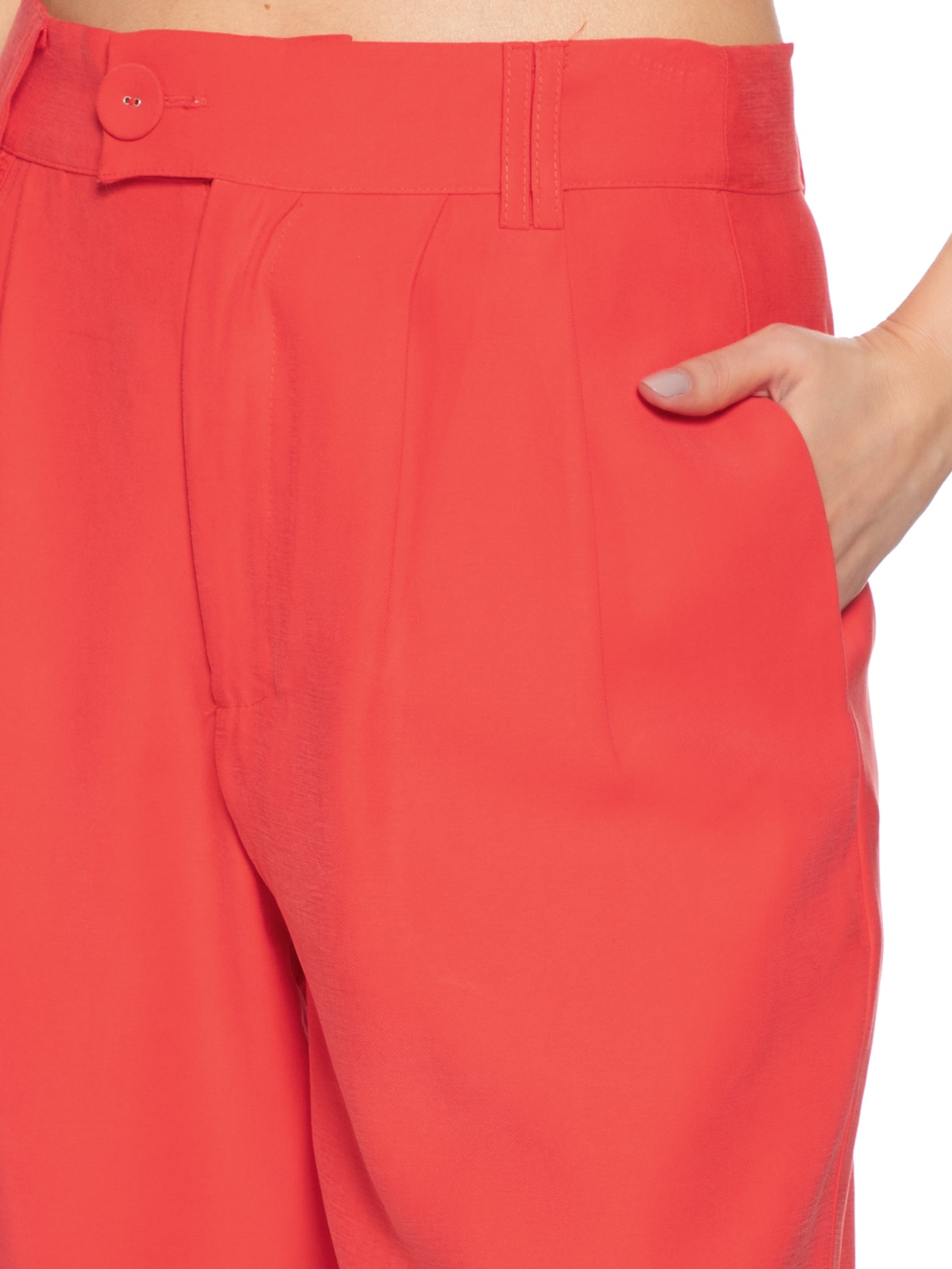 Calça Feminina Pregas Reta Vermelho  Farm