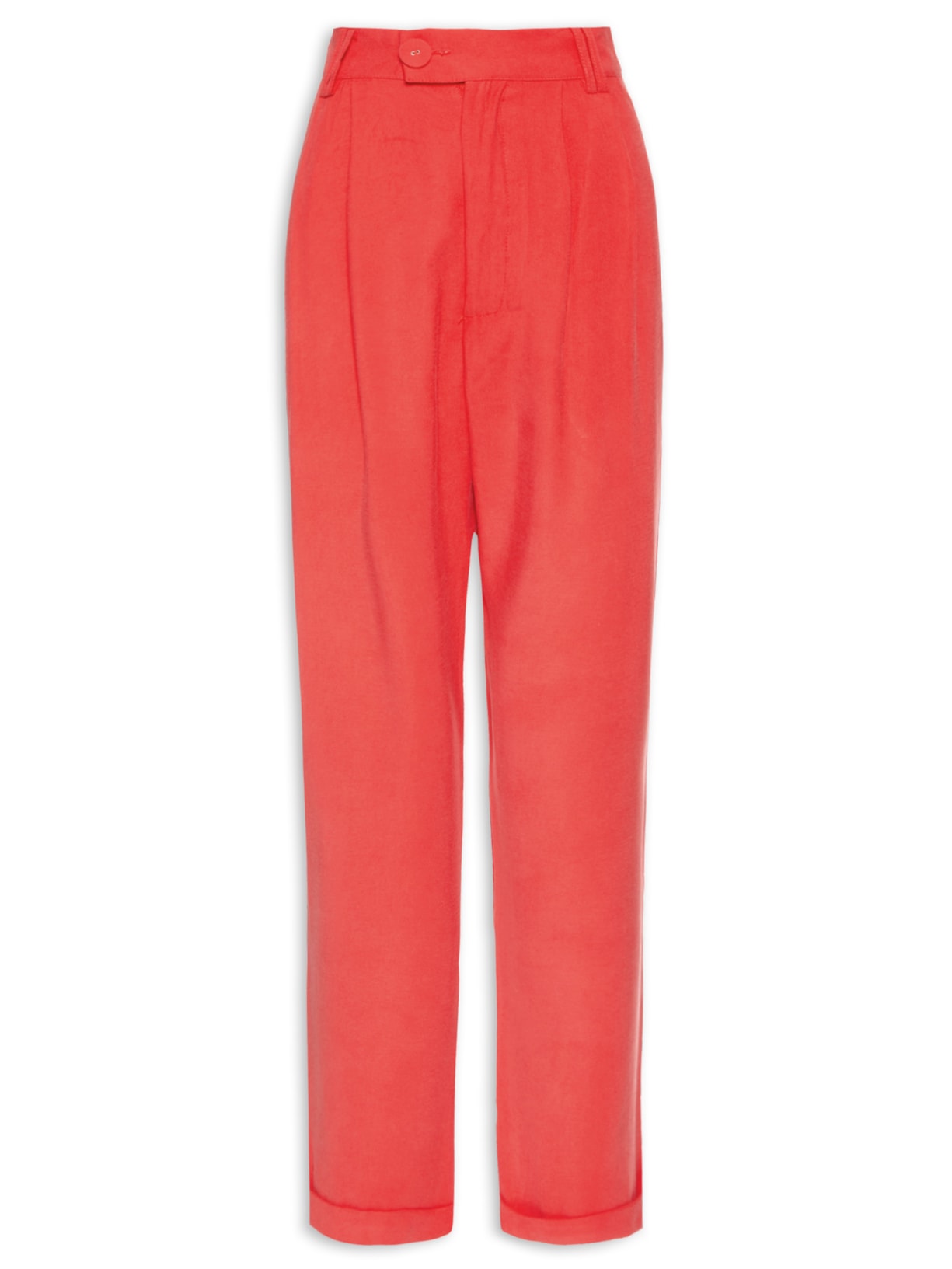 Calça Feminina Pregas Reta - Vermelho