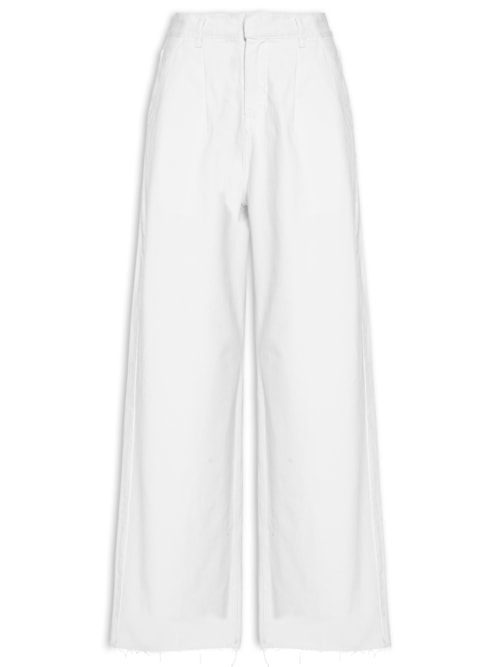 Calça Feminina Pregas White Denim - Branco
