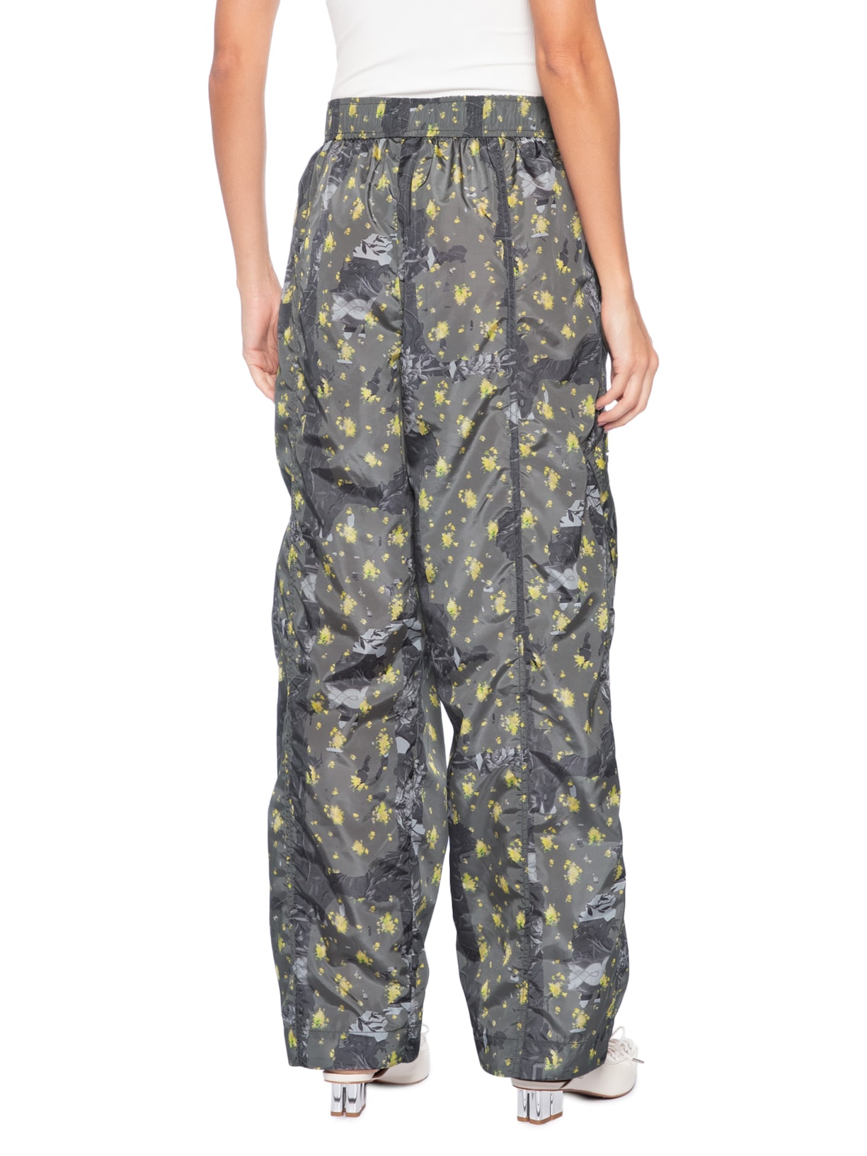 Calça Feminina Printed Flyweight Nylon Relaxed Elastic Preto Ganni
