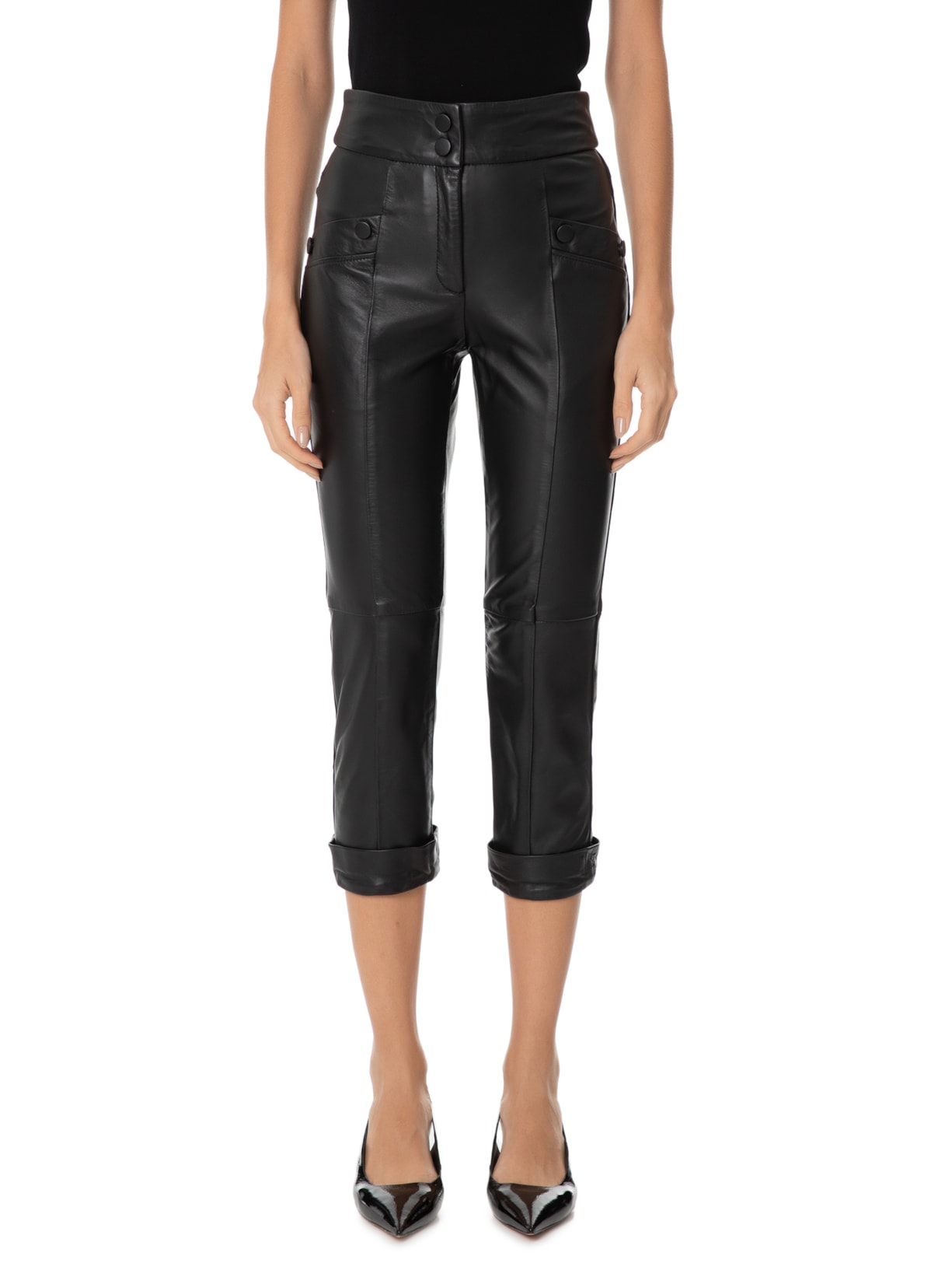 Calça Feminina Priscila Couro Preto Le Lis