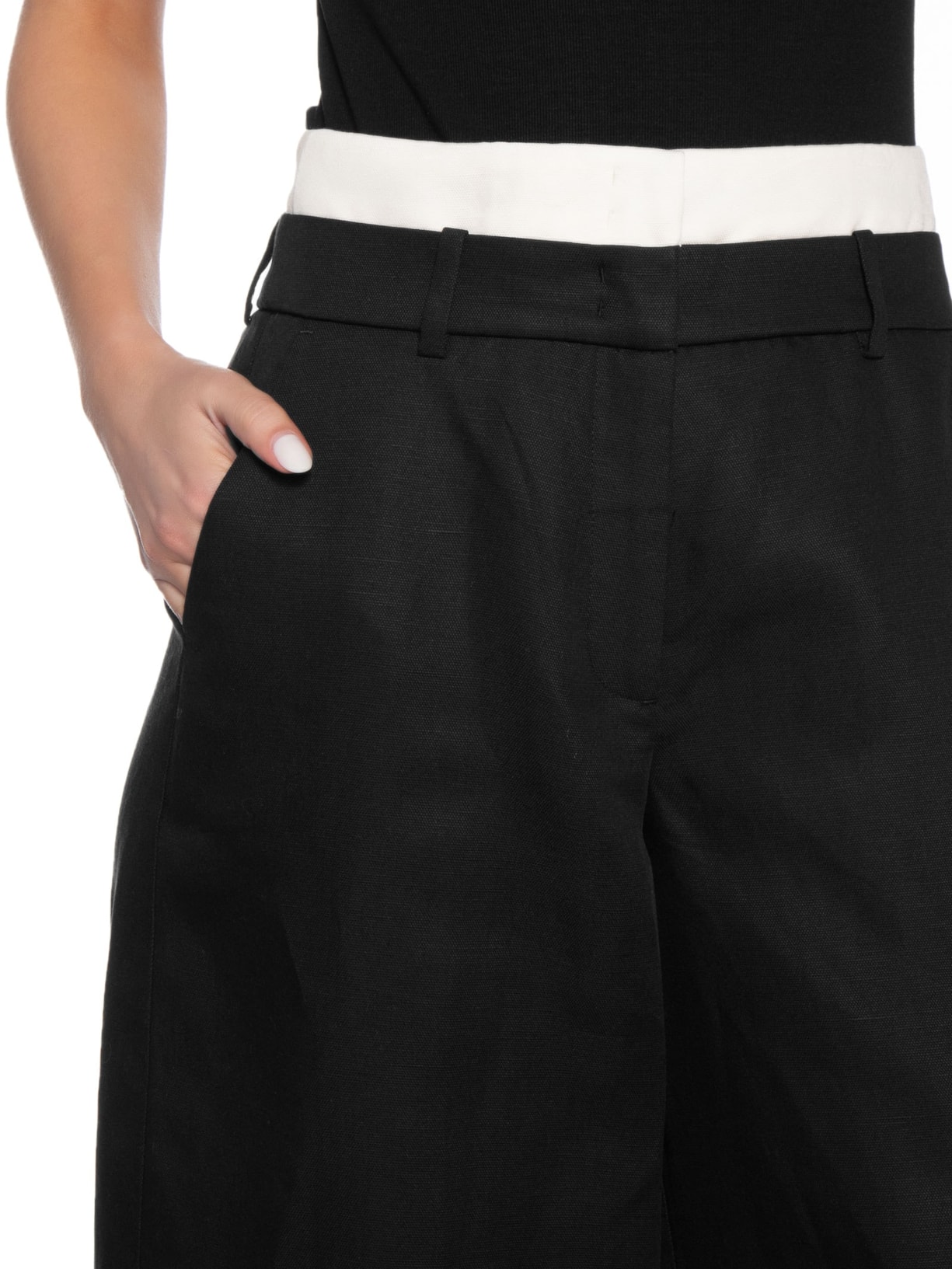 Calça Feminina Priscilla Com Cós Duplo Preto Le Lis