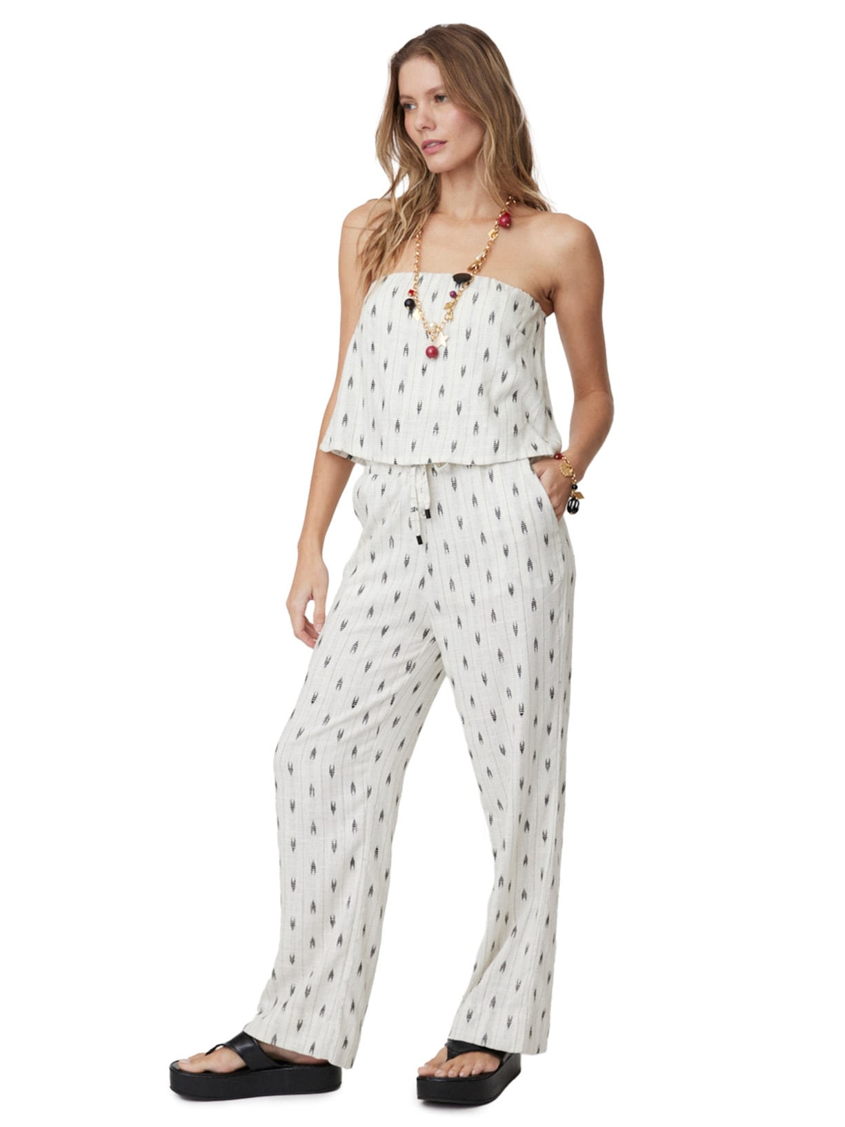 Calça Feminina Quadrado Da Vinci Branco New Match