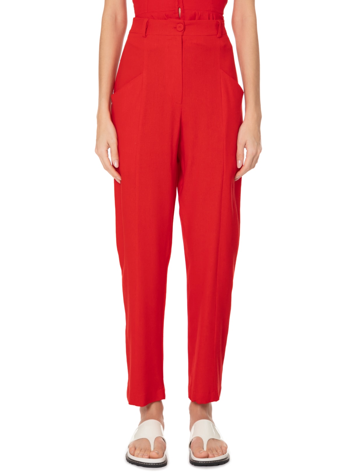 Calça Feminina Recorte Bolso Vermelho Farm